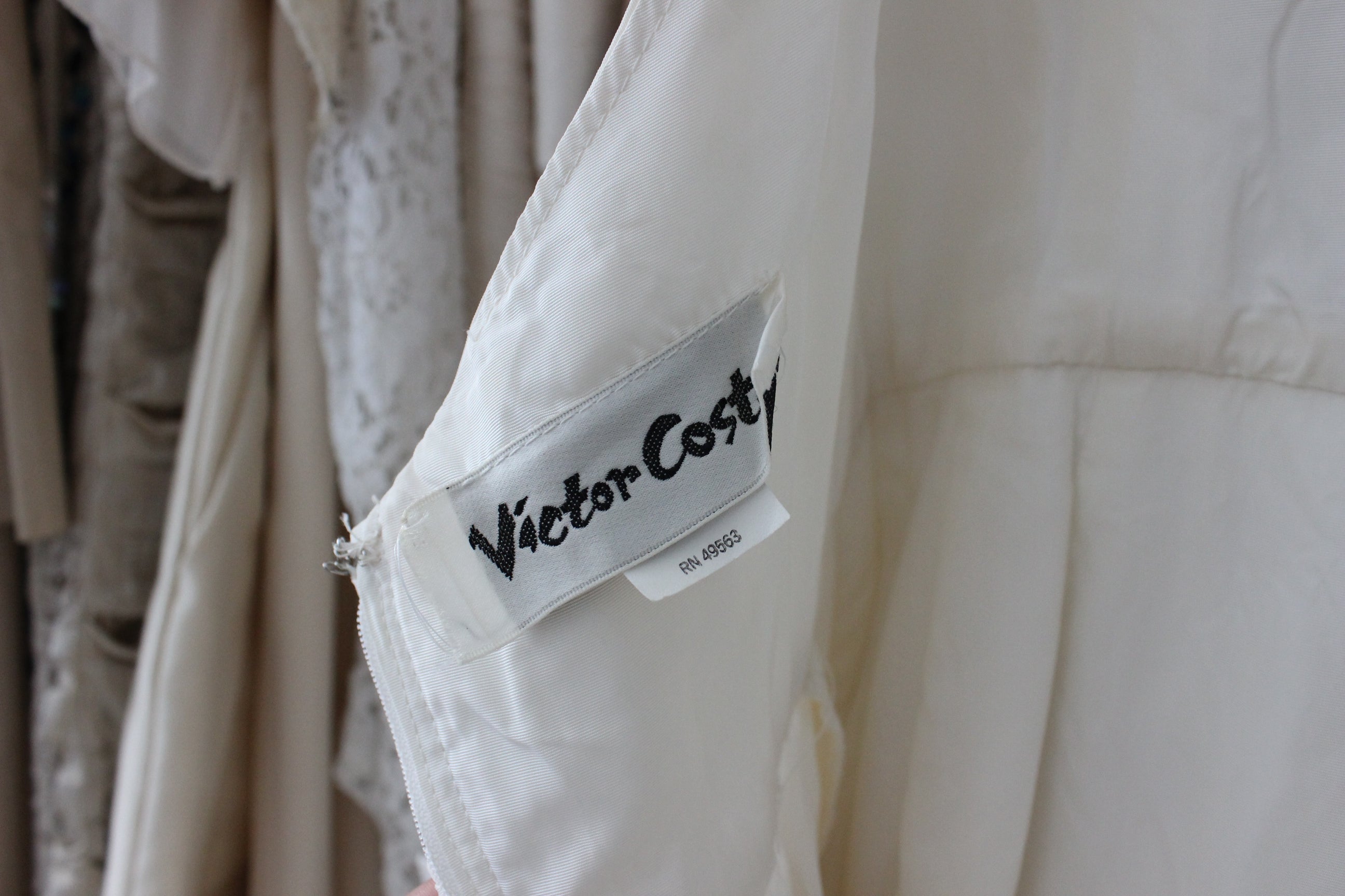 80s Victor Costa Strapless Textural Taffeta Gown
