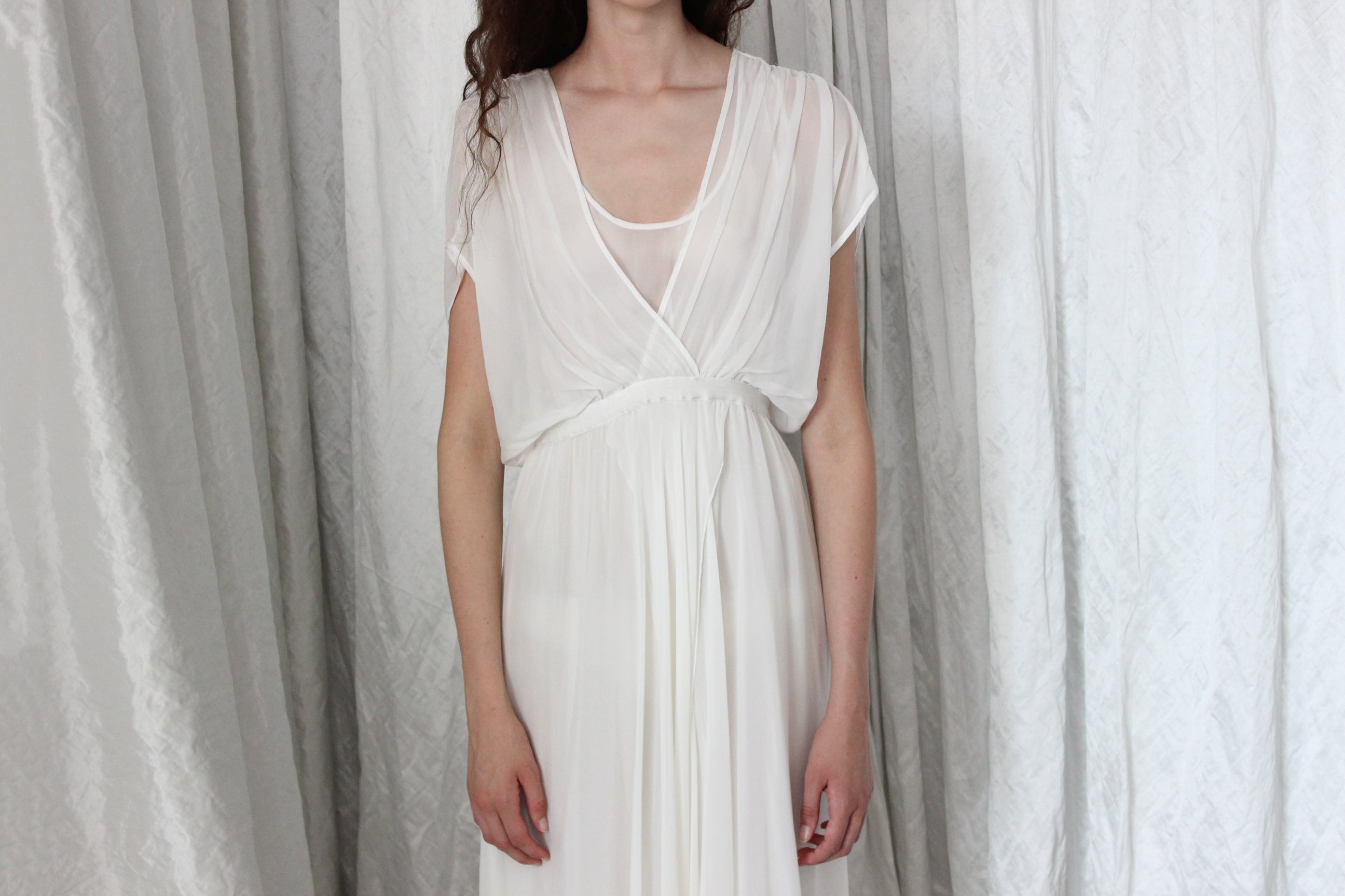 Contemporary Italian Designer Forte Forte Wispy White Silk Gown