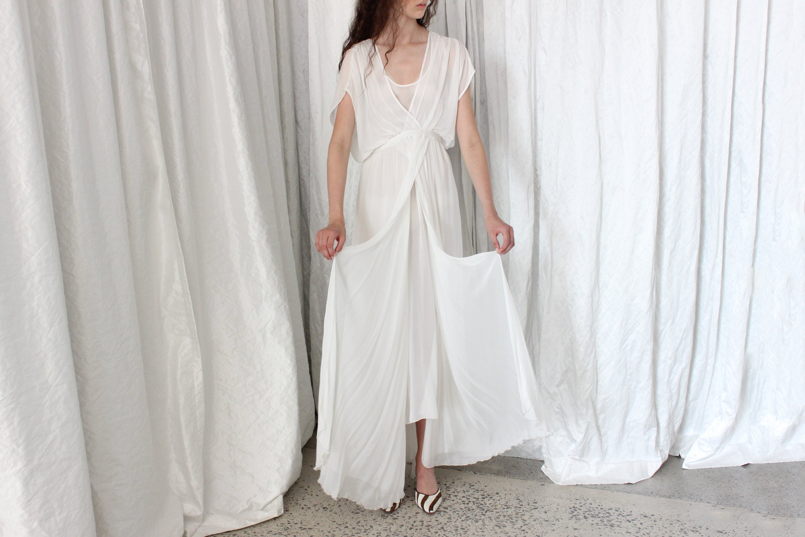 Contemporary Italian Designer Forte Forte Wispy White Silk Gown