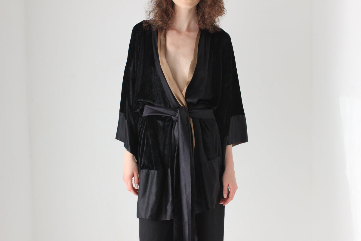 2000s Designer Crushed Velvet & Silk Kimono by Kirrily Johnston