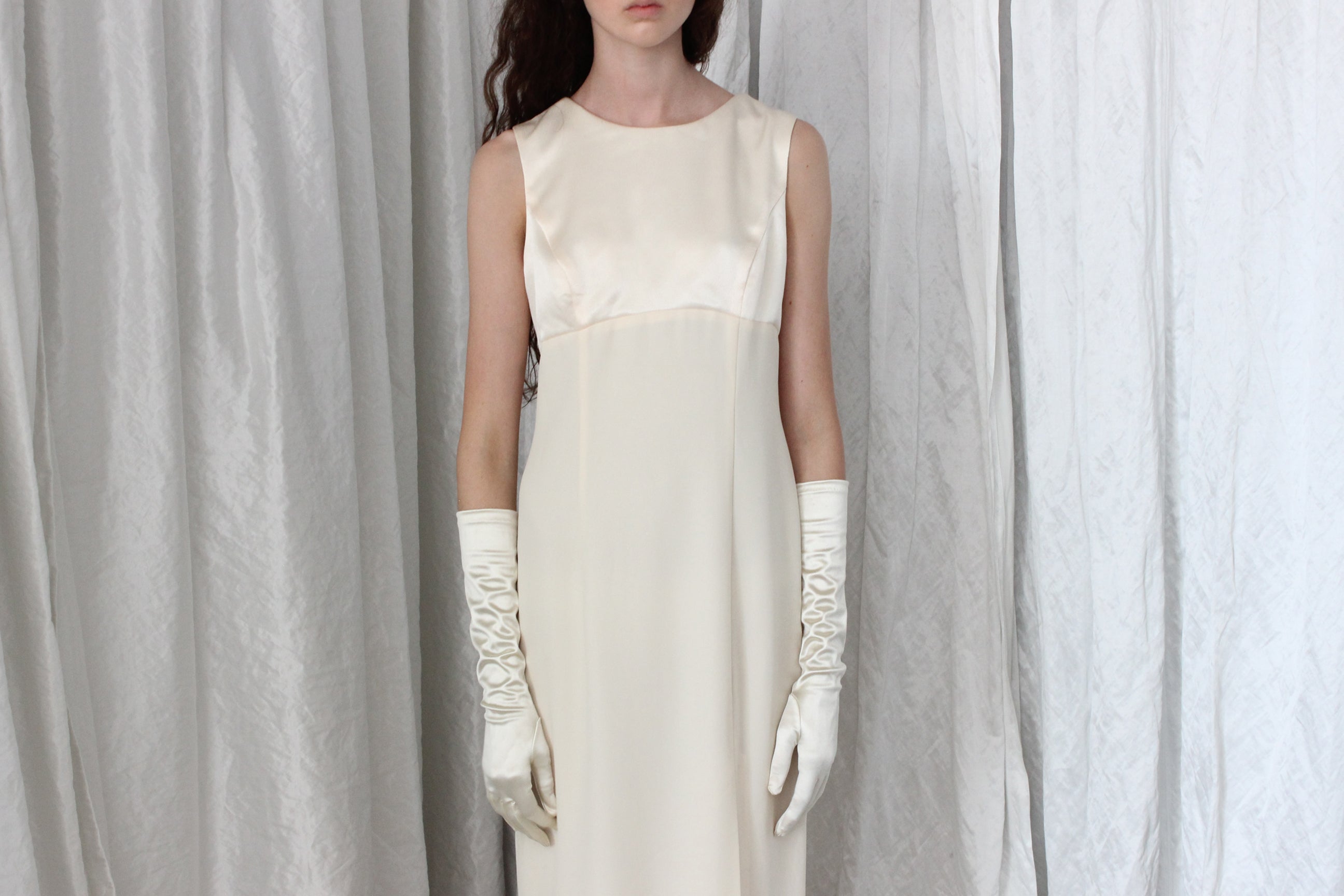 90s Minimal Buttercream Column Gown