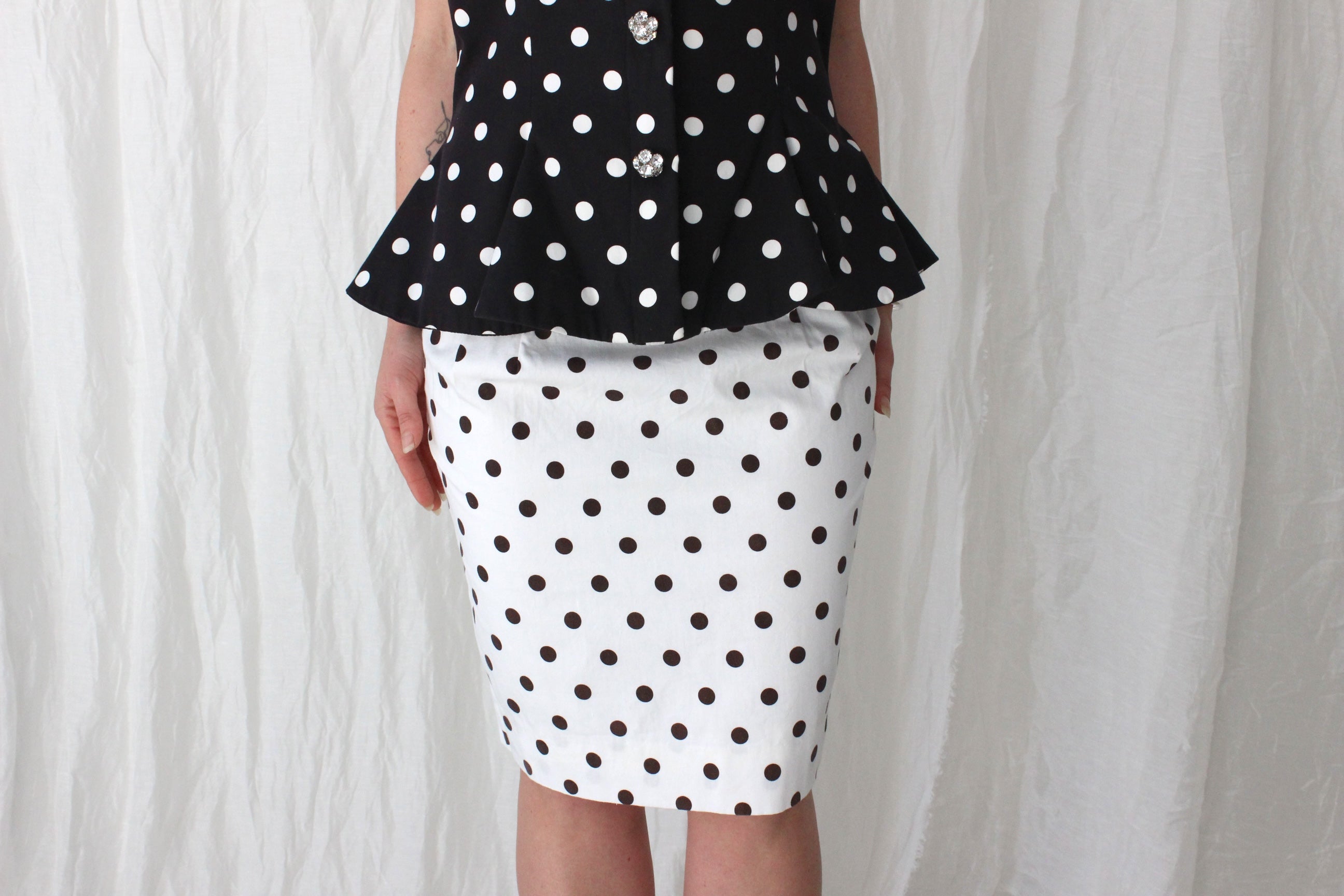 80s Lillie Rubin Monochromatic Polka Dot Set