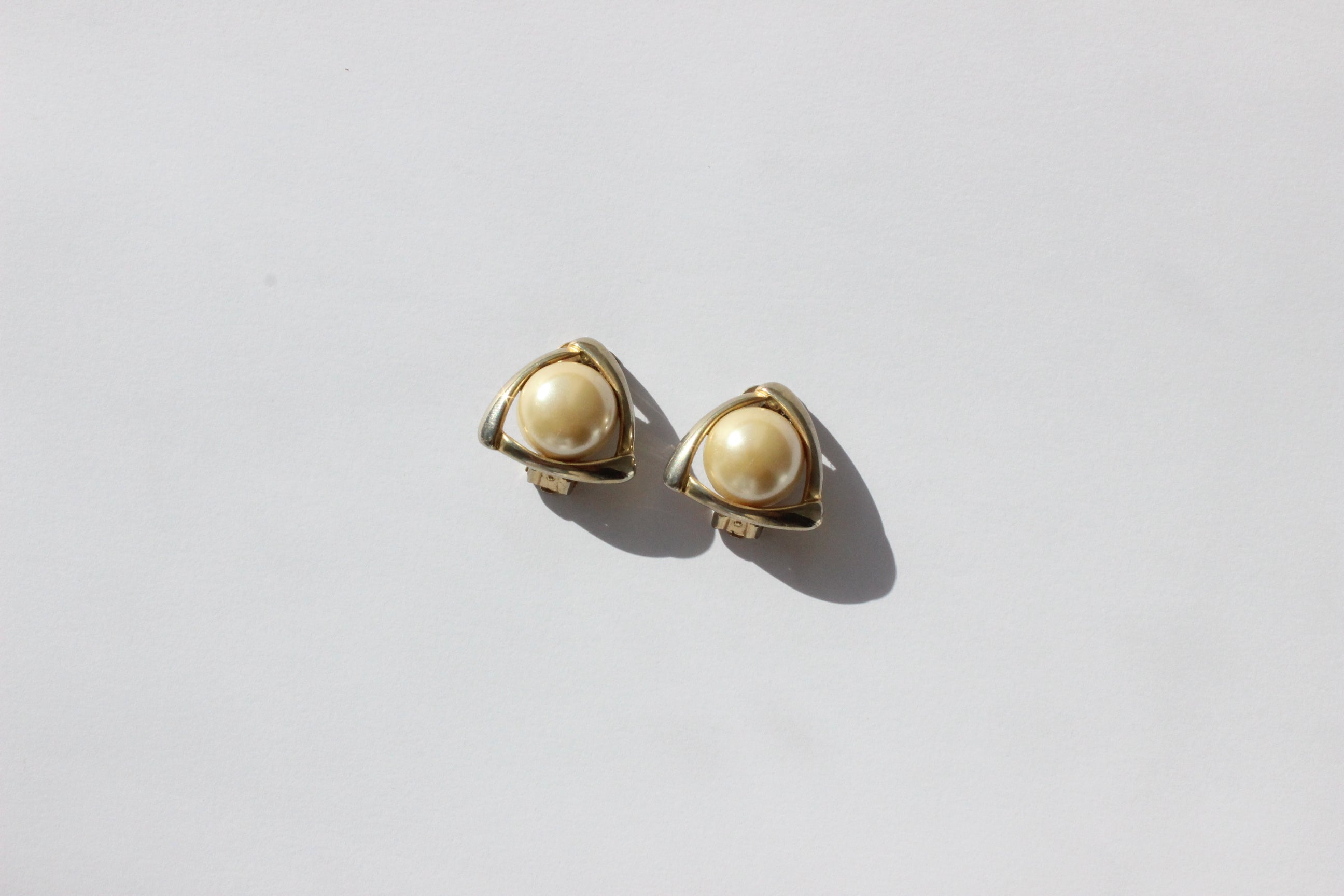 80s Baroque Gold & Champage Pearl Clip On Wedding Earrings