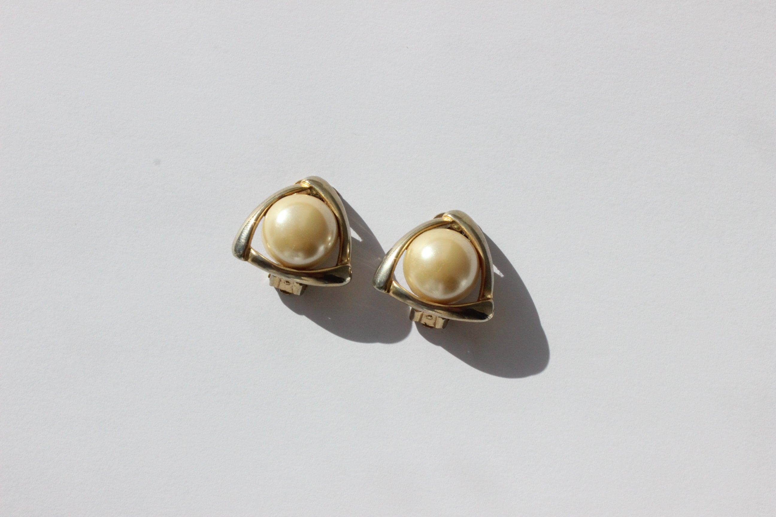 80s Baroque Gold & Champage Pearl Clip On Wedding Earrings