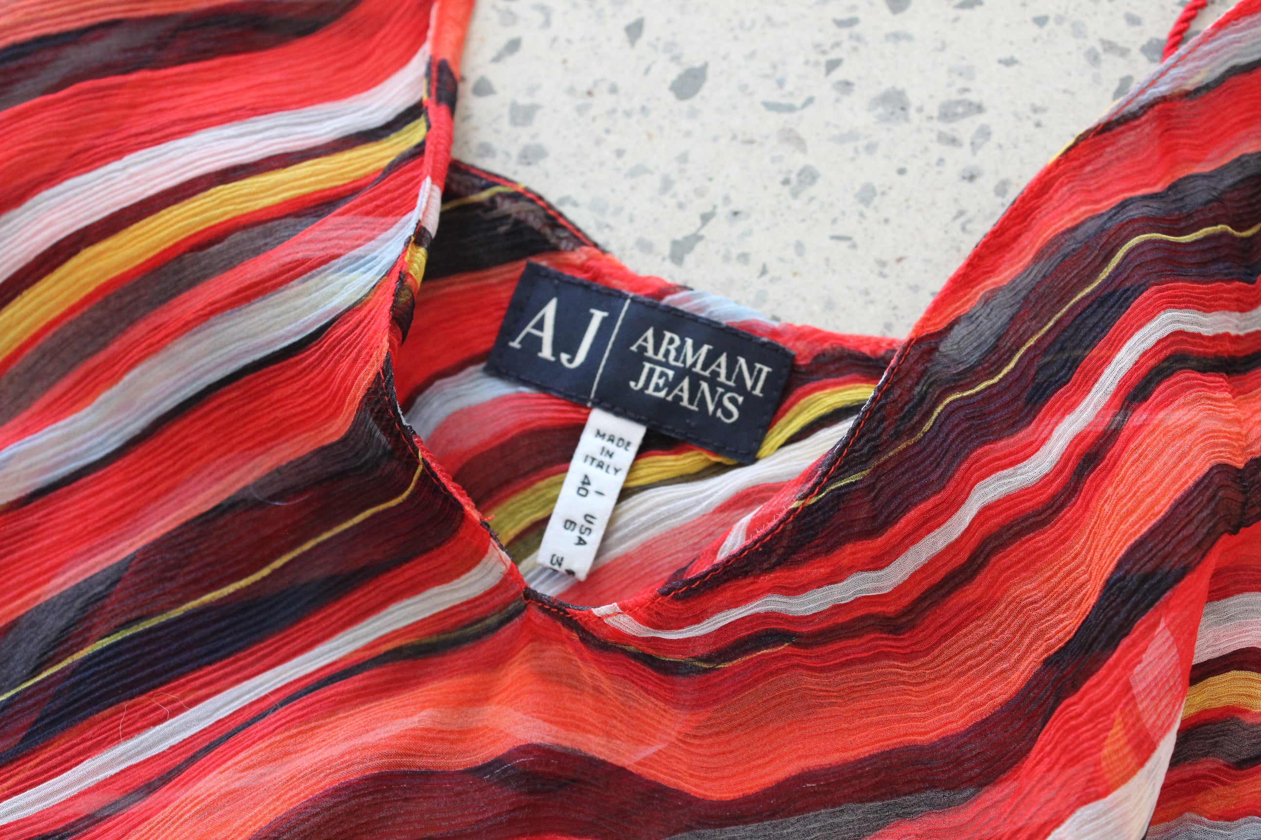 Y2K Armani Jeans Pure Silk Striped 'Wrap' Mini