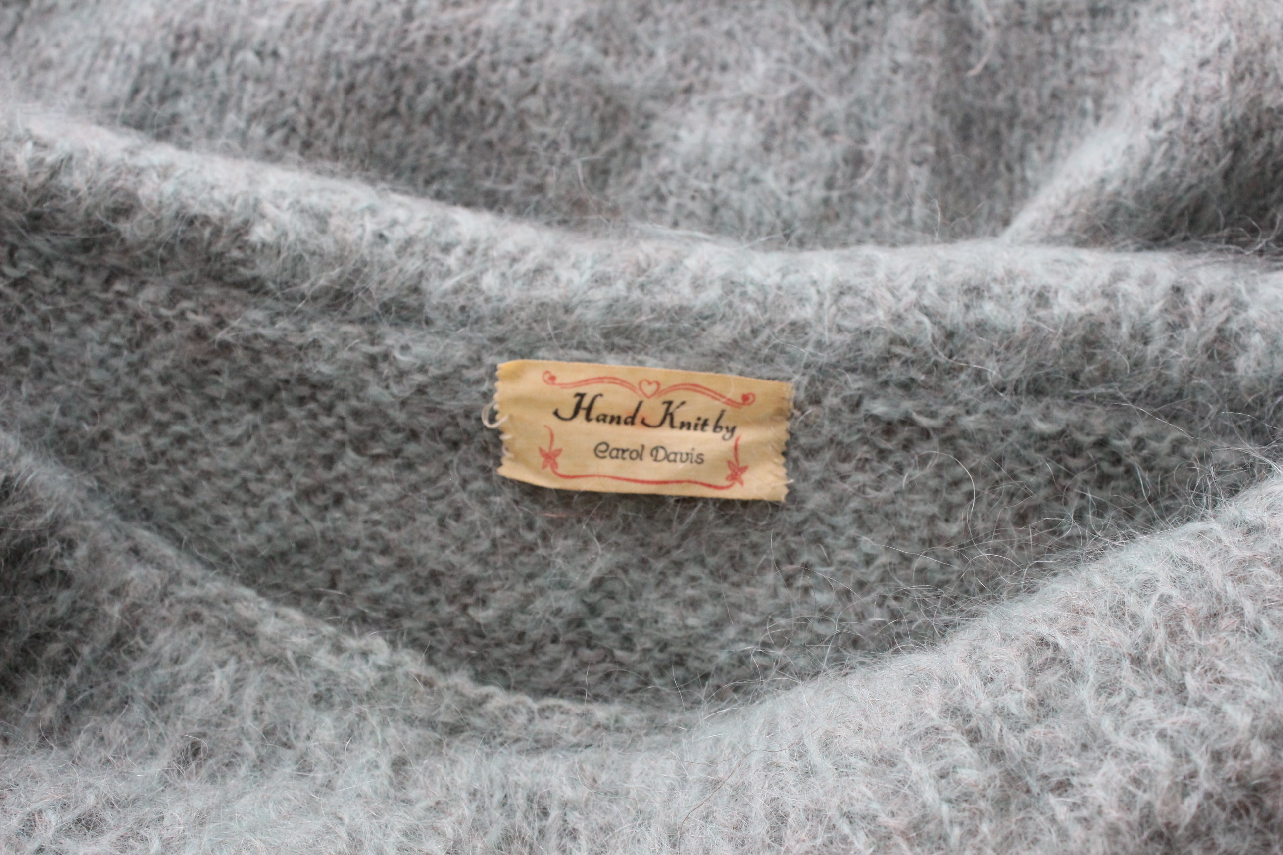 80s Sage Green Hand Knit Mohair Sweater Dress