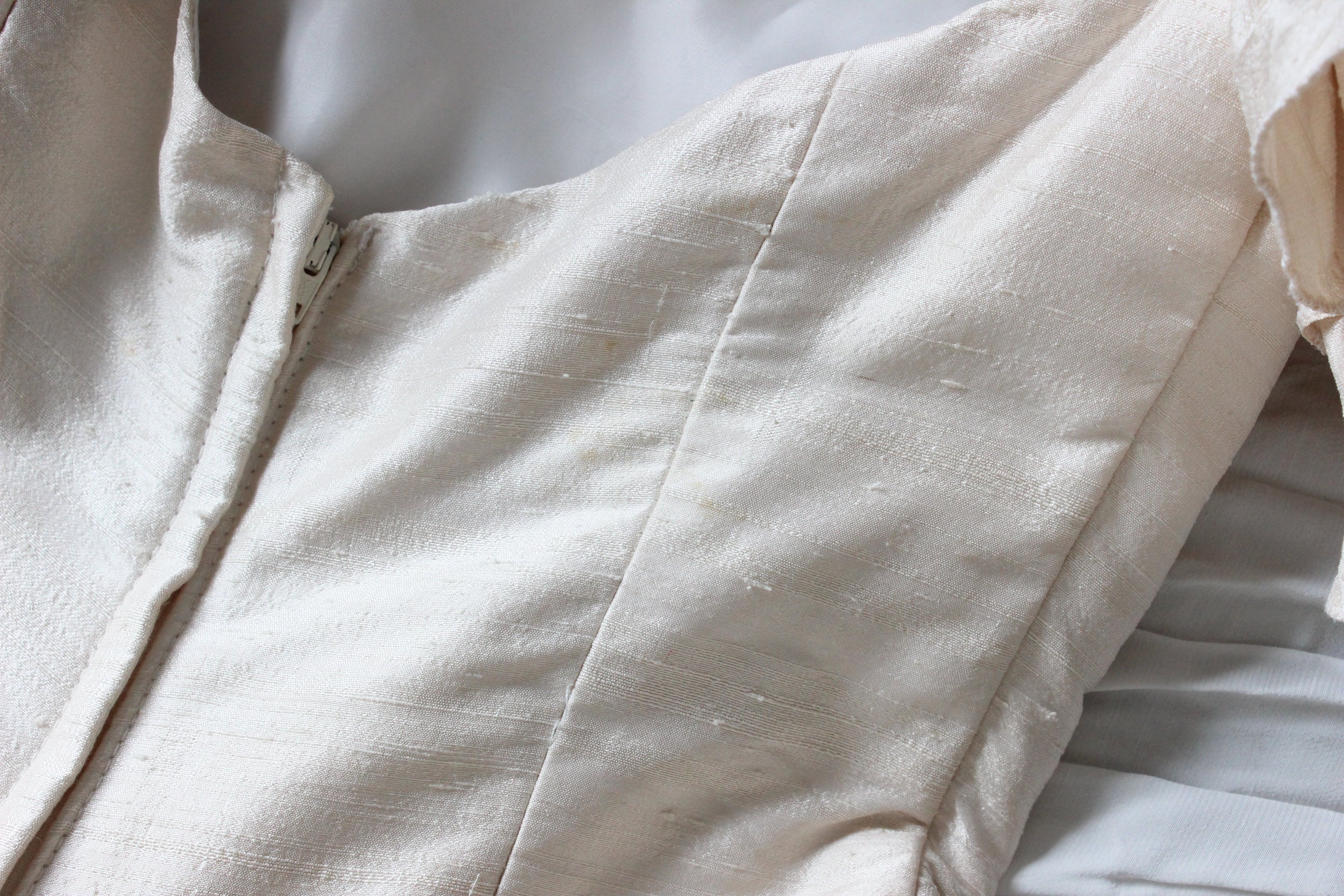 Custom 1991 Raw Silk Dupion Basque Waist Gown