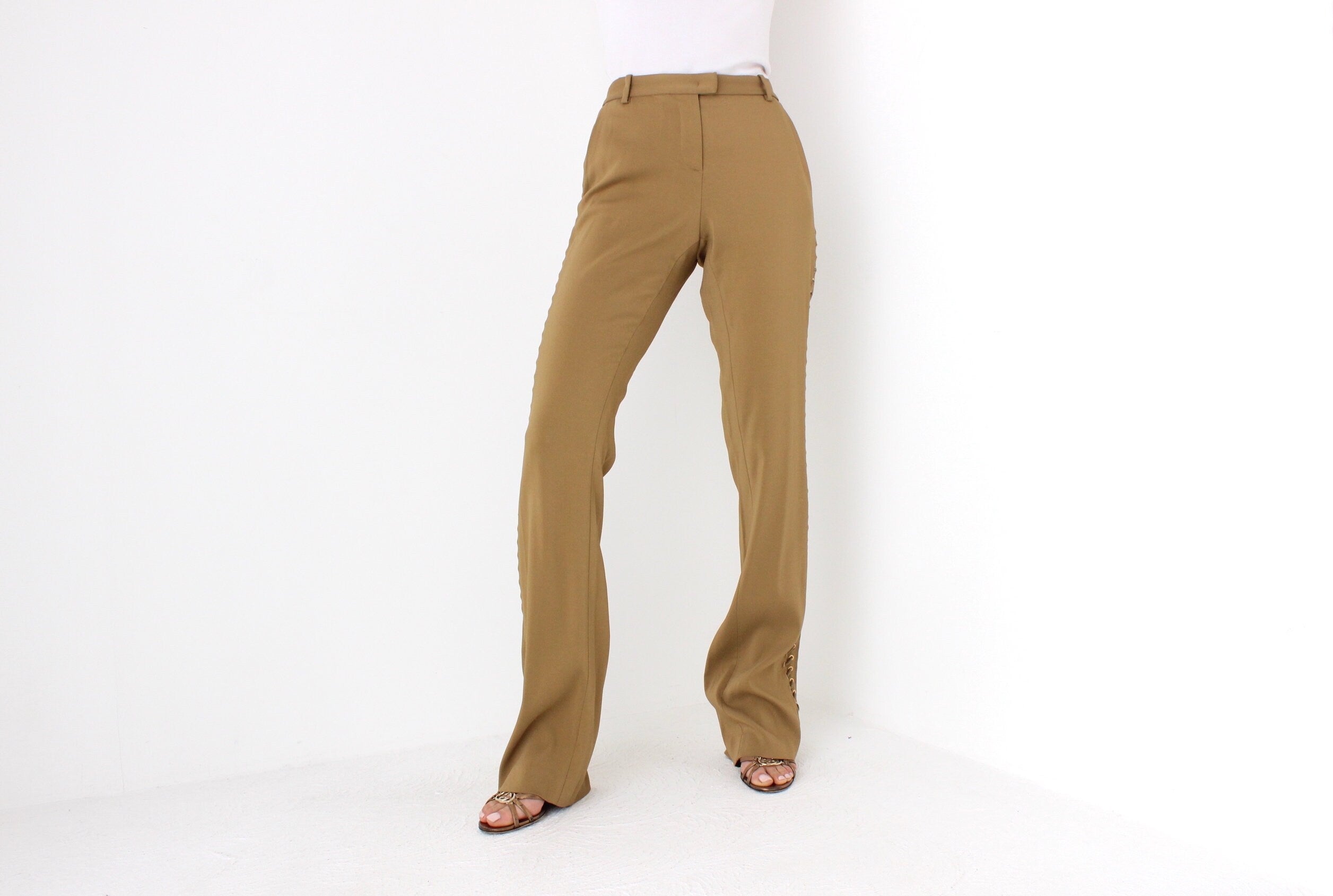 FUTURISM Y2K Roberto Cavalli Bootcut Trousers w/ Lace Up Sides