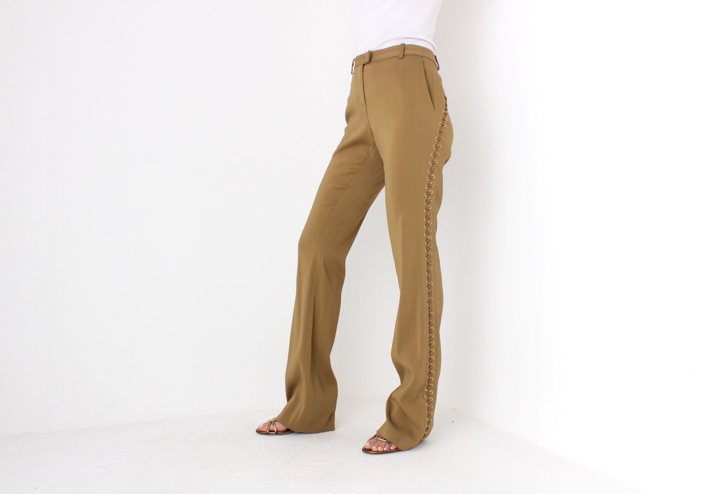 FUTURISM Y2K Roberto Cavalli Bootcut Trousers w/ Lace Up Sides
