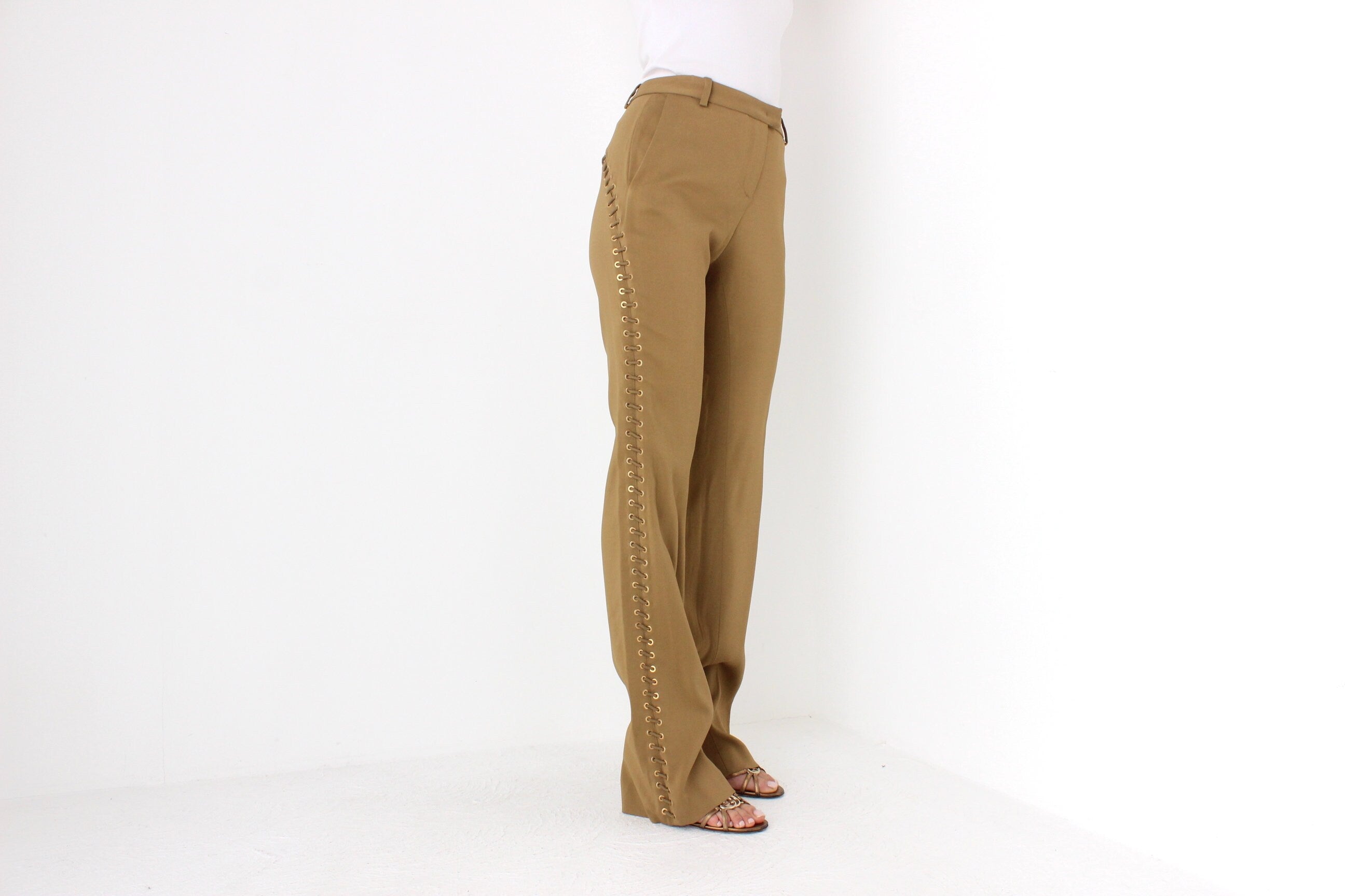 FUTURISM Y2K Roberto Cavalli Bootcut Trousers w/ Lace Up Sides