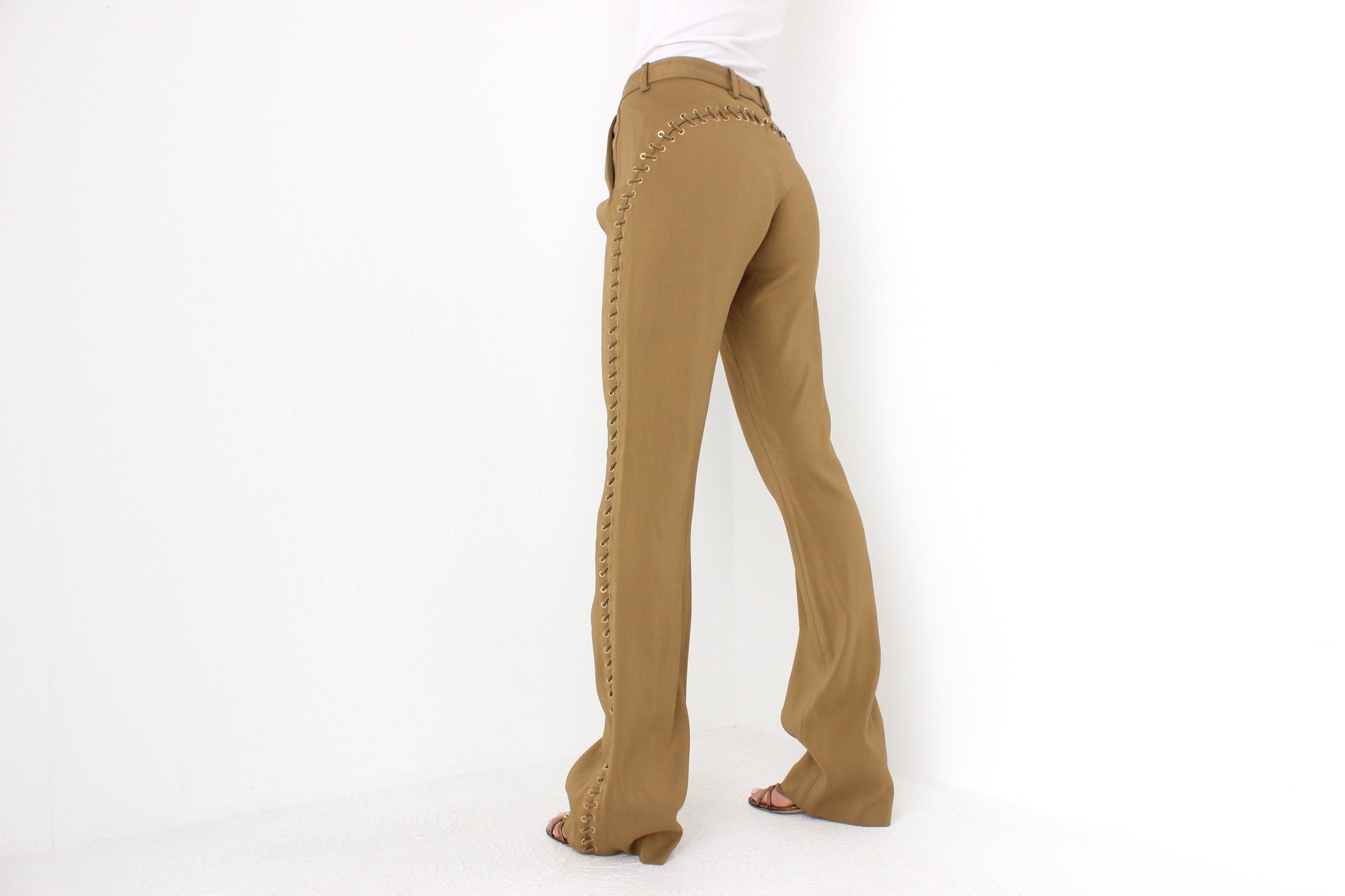 FUTURISM Y2K Roberto Cavalli Bootcut Trousers w/ Lace Up Sides