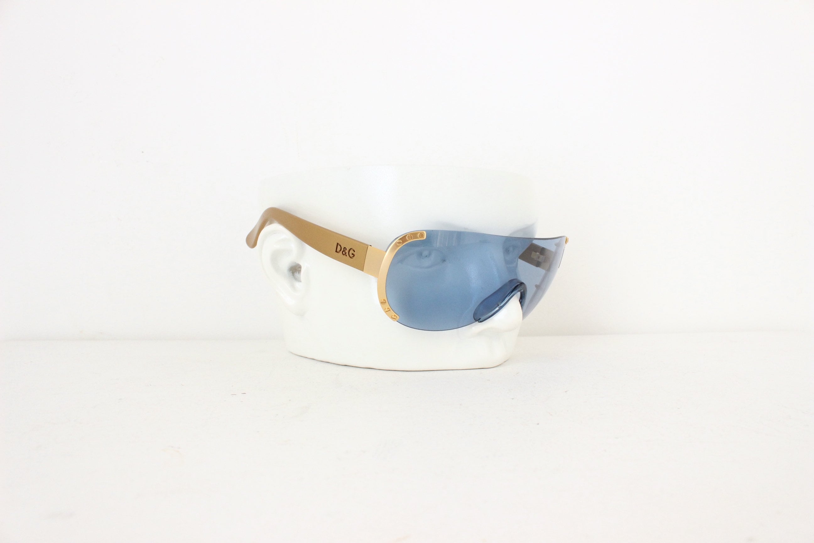 Early 90s Dolce and Gabbana [D&G] Blue Lens Shield Sunglasses