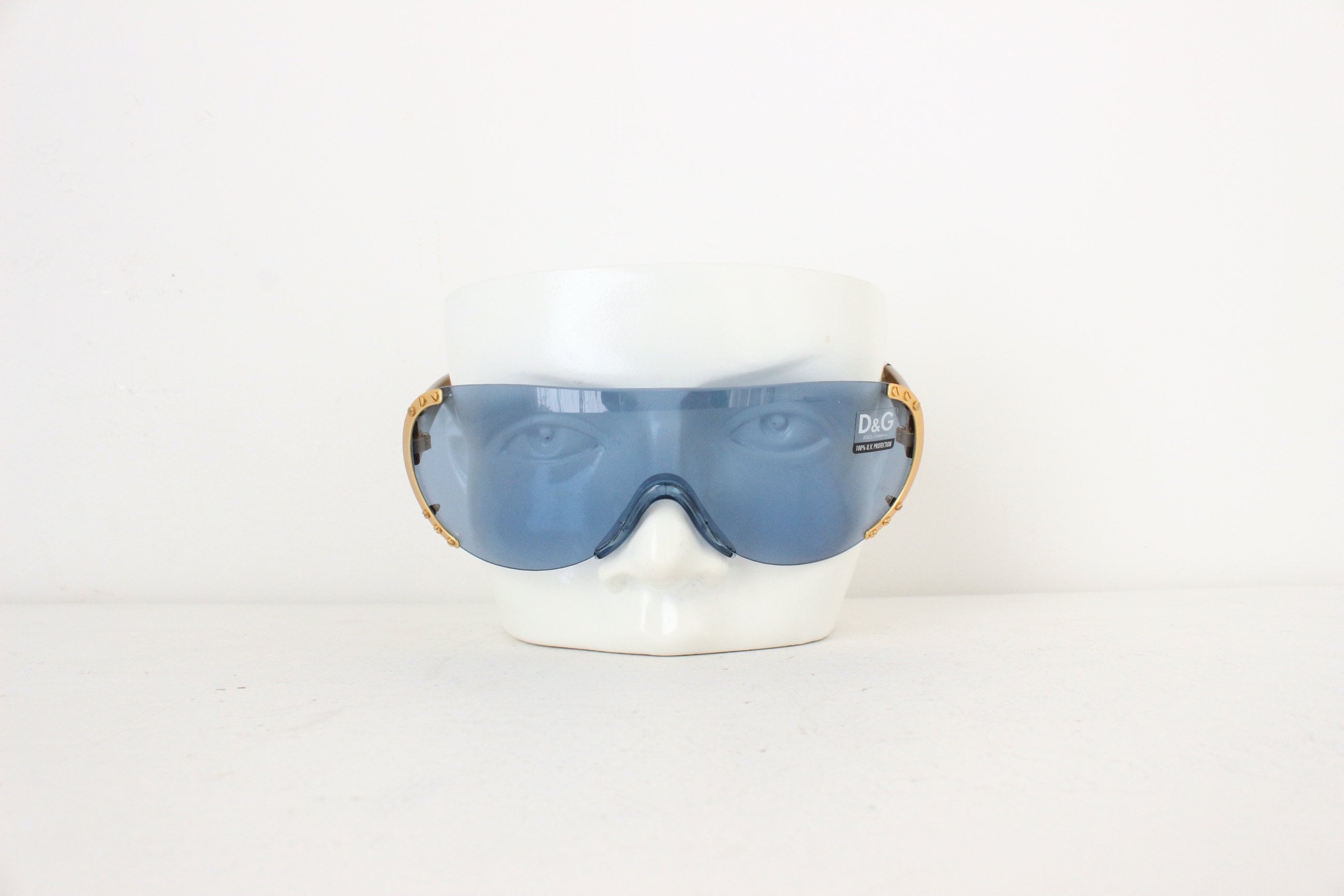 Early 90s Dolce and Gabbana [D&G] Blue Lens Shield Sunglasses