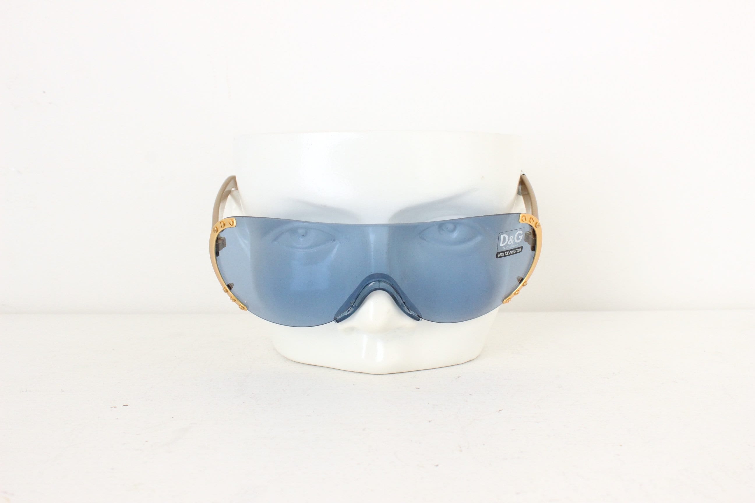 Early 90s Dolce and Gabbana [D&G] Blue Lens Shield Sunglasses