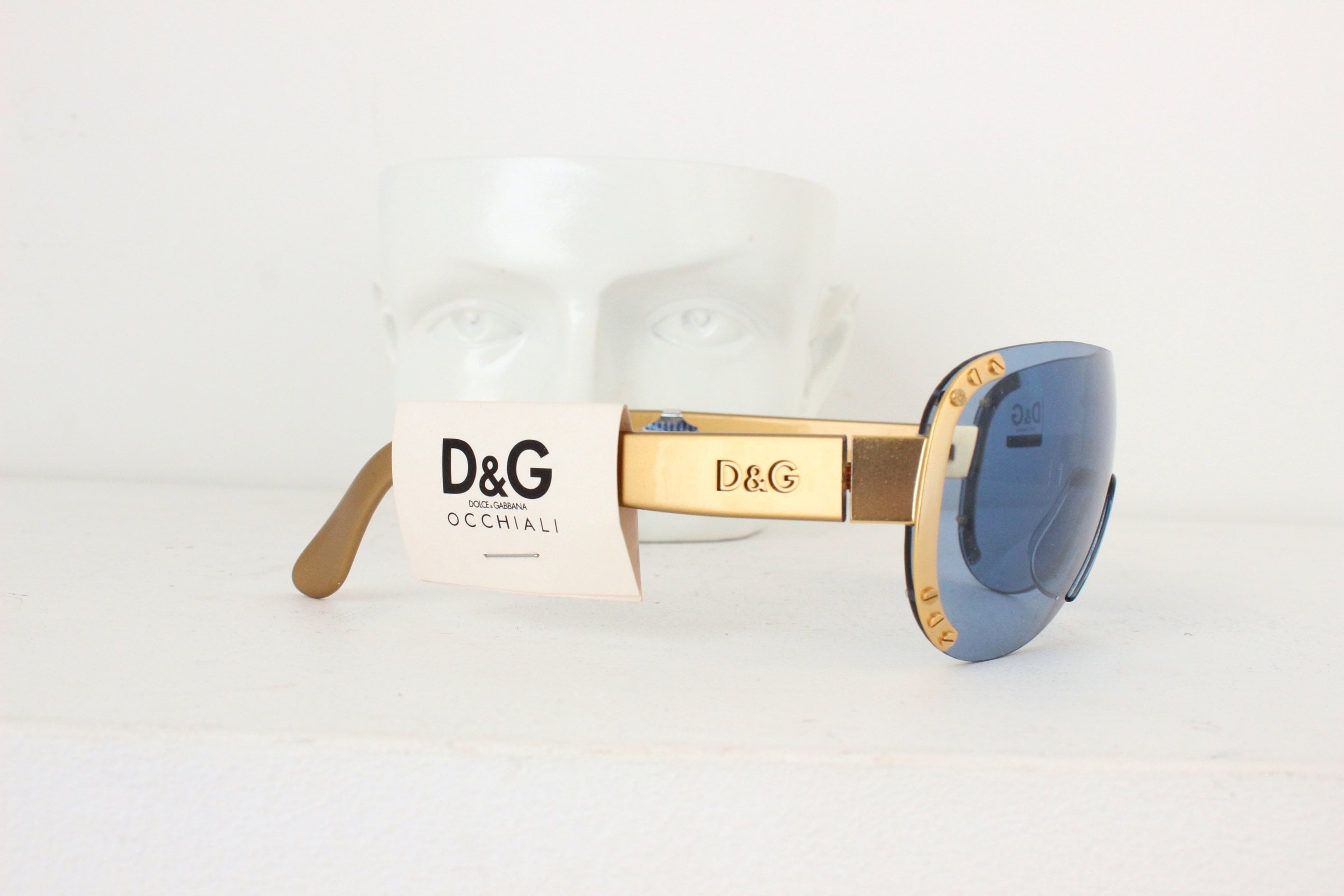 Early 90s Dolce and Gabbana [D&G] Blue Lens Shield Sunglasses