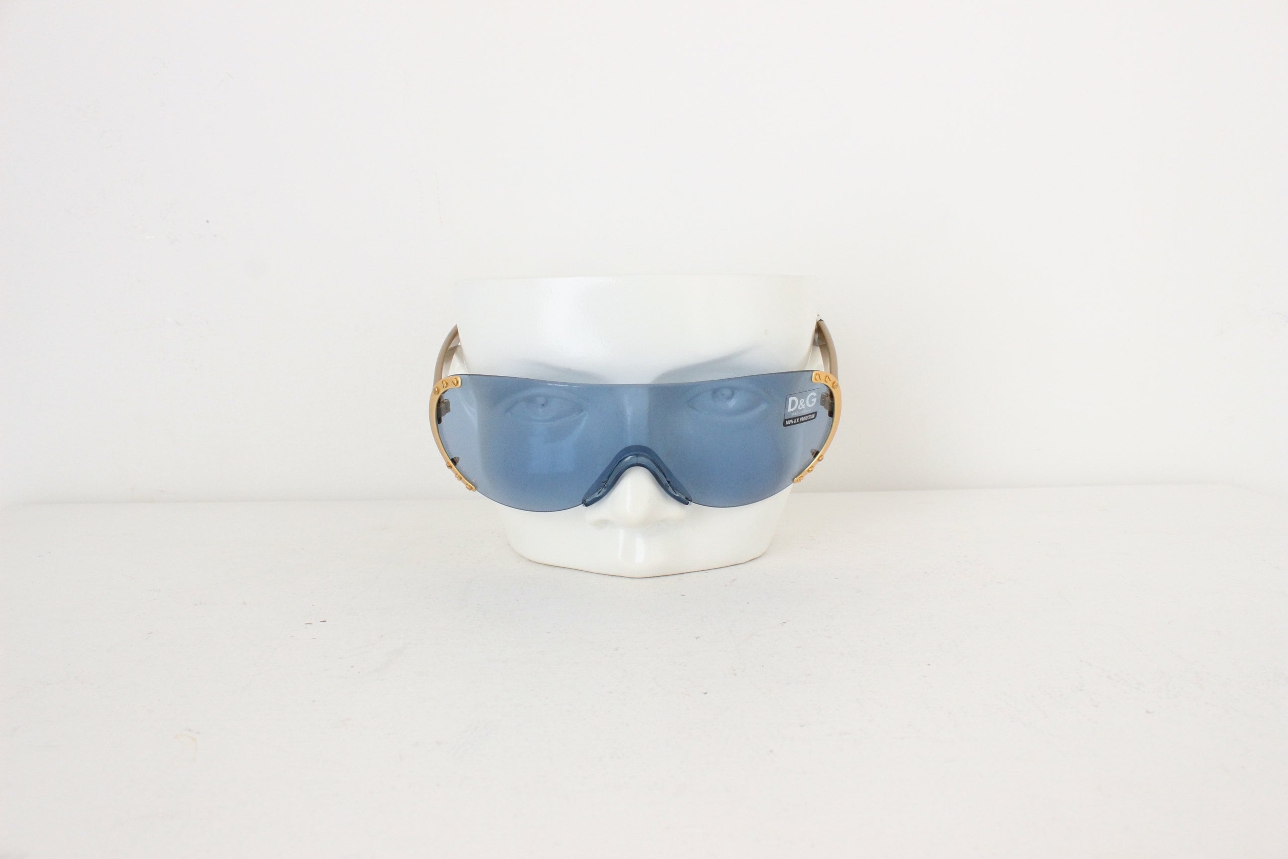 Early 90s Dolce and Gabbana [D&G] Blue Lens Shield Sunglasses