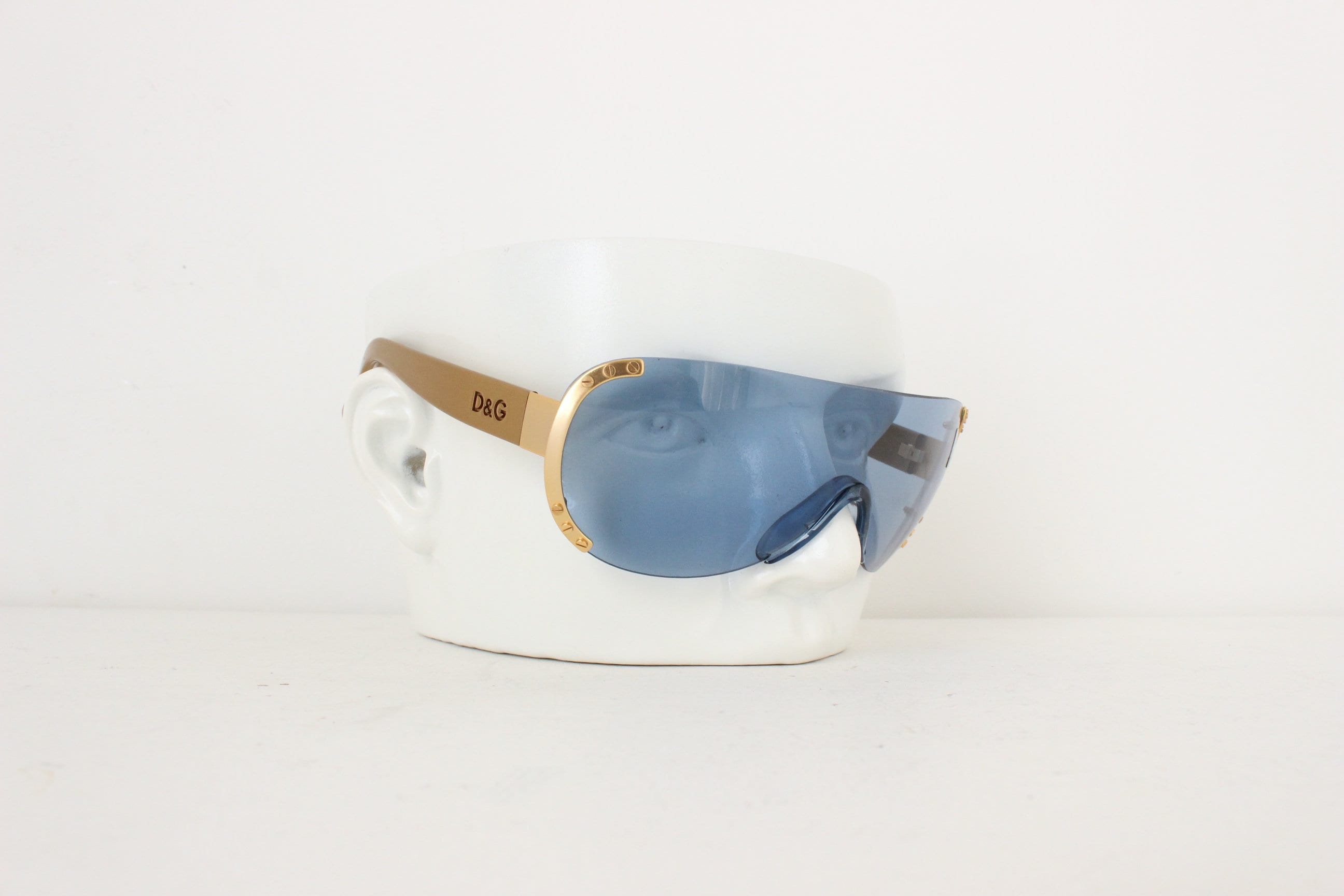 Early 90s Dolce and Gabbana [D&G] Blue Lens Shield Sunglasses