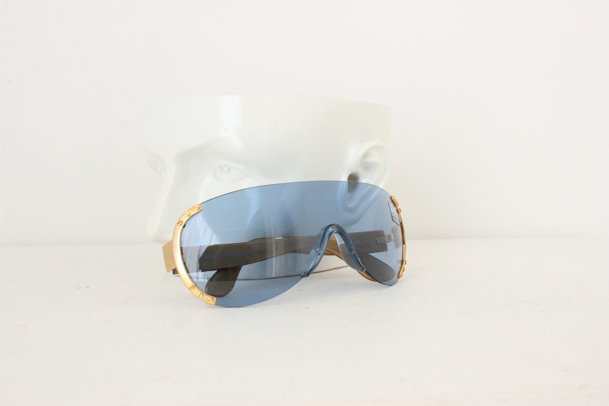 Early 90s Dolce and Gabbana [D&G] Blue Lens Shield Sunglasses