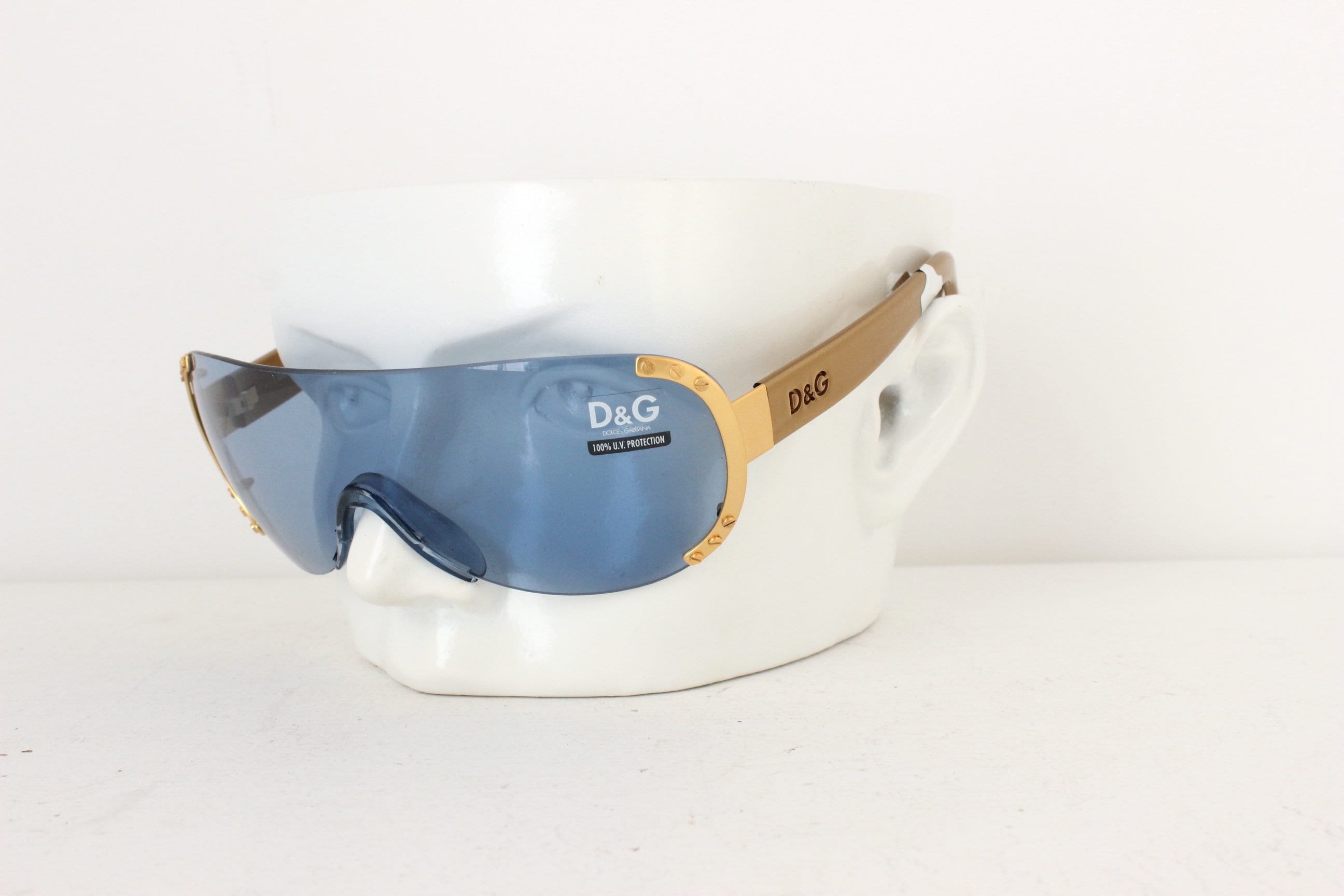 Early 90s Dolce and Gabbana [D&G] Blue Lens Shield Sunglasses