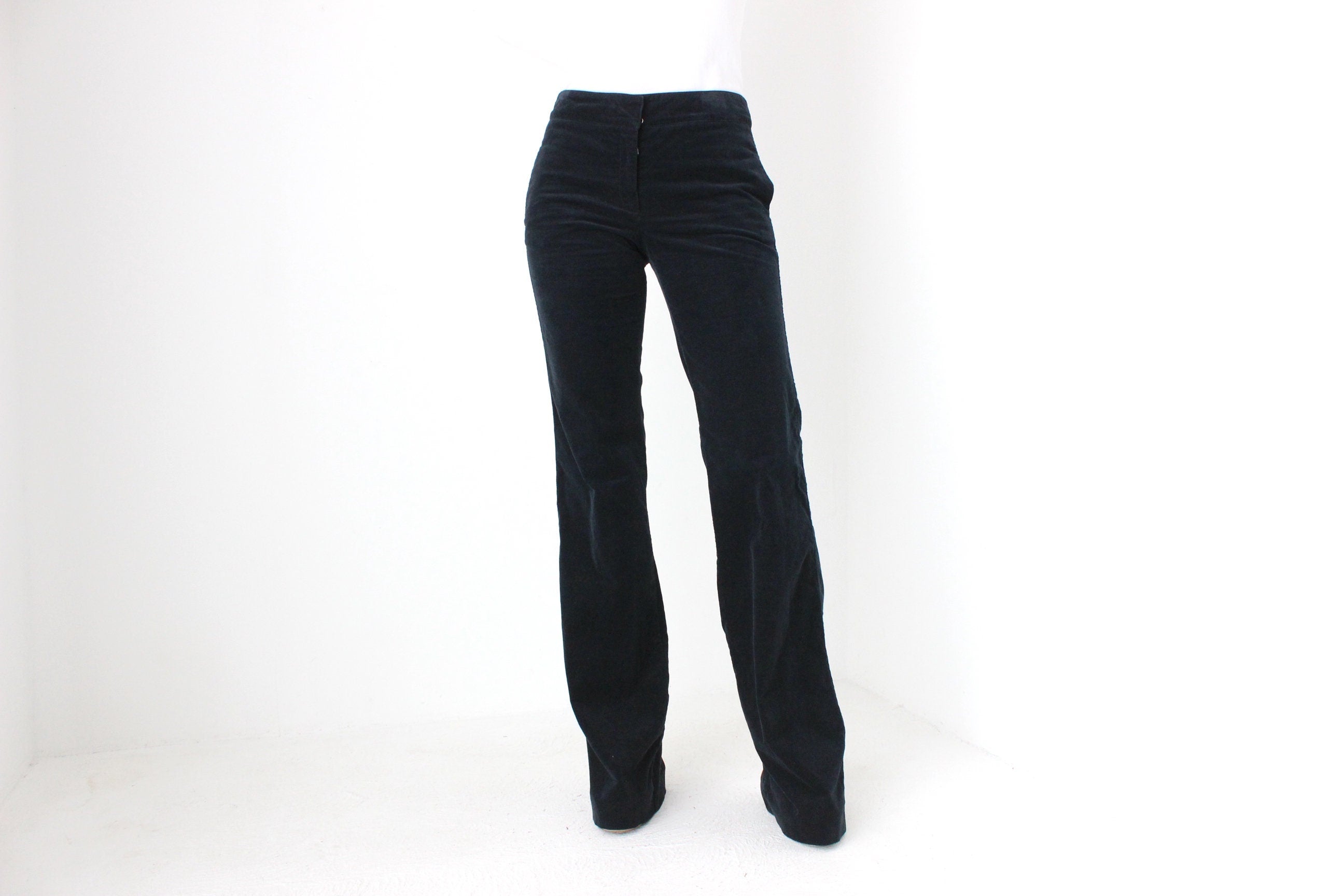 Y2K Roberto Cavalli Navy Corduroy Tall Bell Bottom Jeans