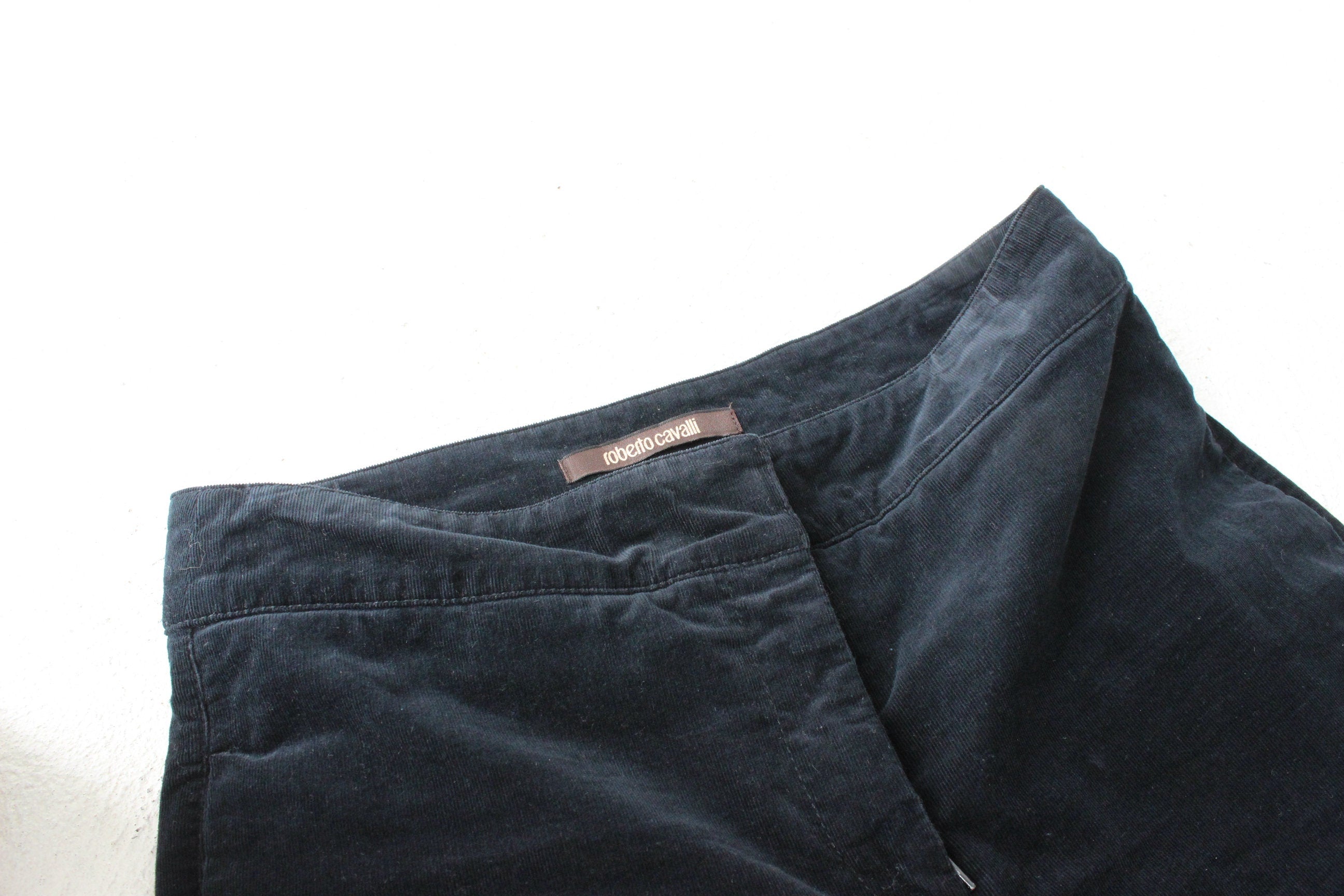 Y2K Roberto Cavalli Navy Corduroy Tall Bell Bottom Jeans