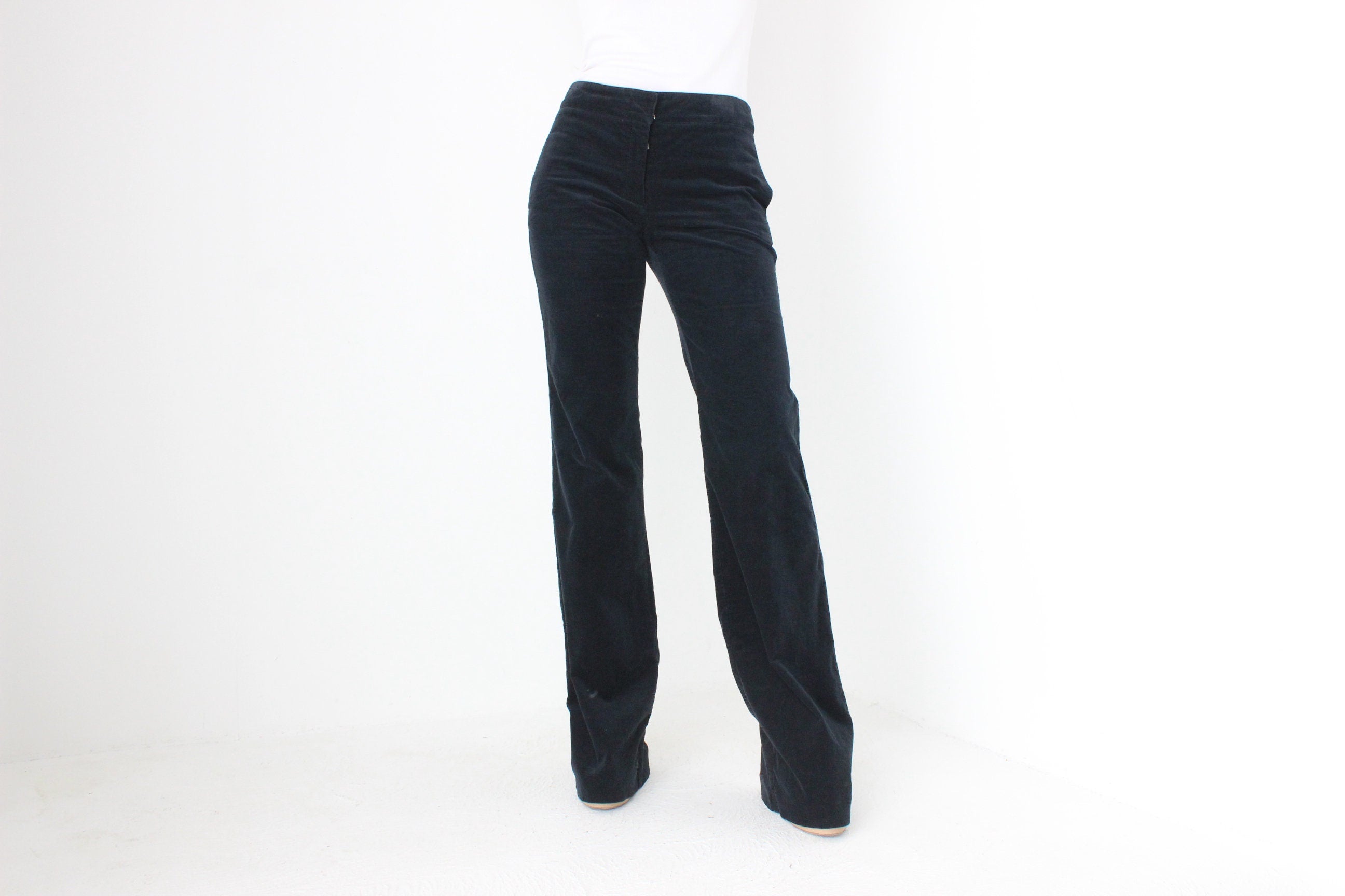 Y2K Roberto Cavalli Navy Corduroy Tall Bell Bottom Jeans