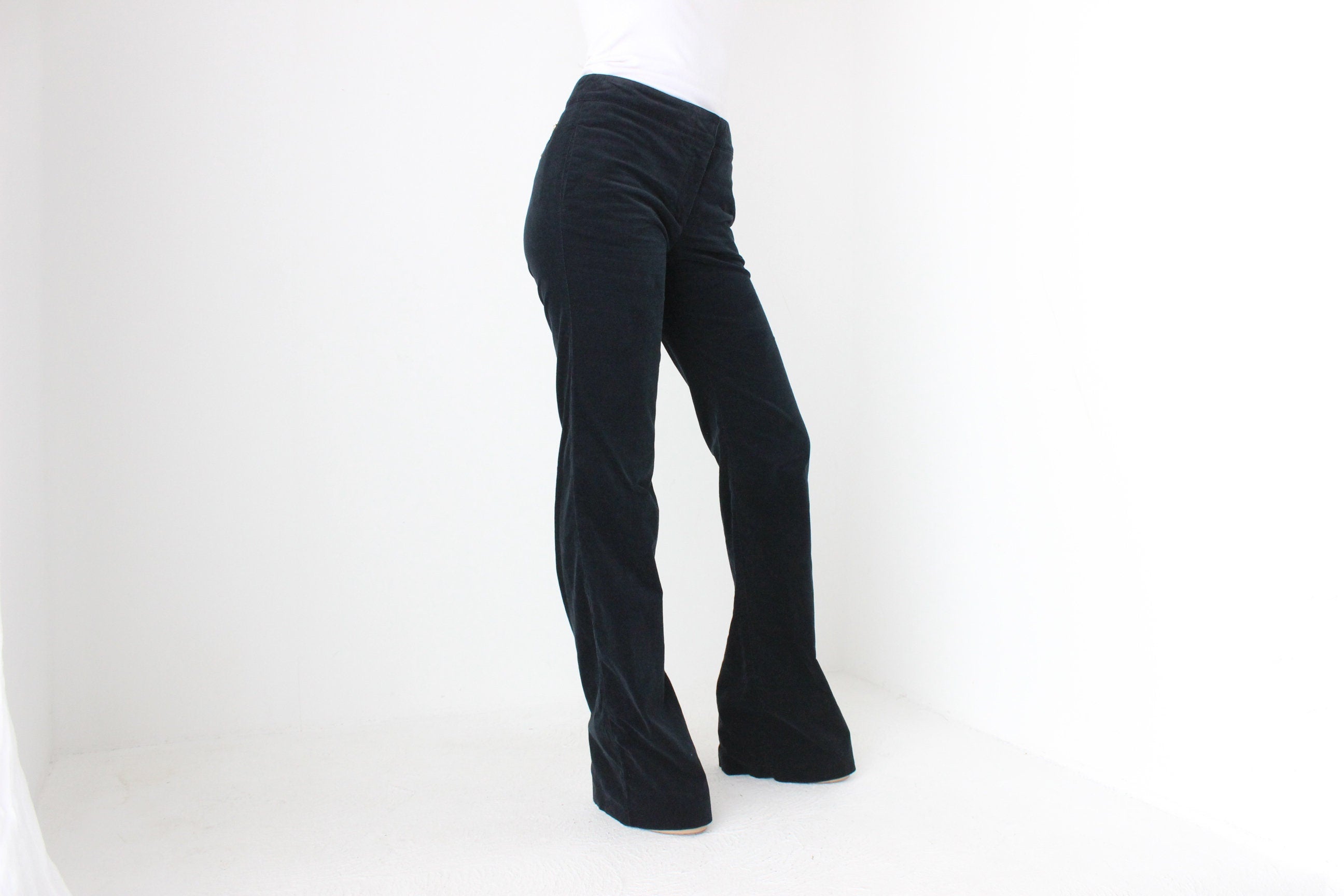 Y2K Roberto Cavalli Navy Corduroy Tall Bell Bottom Jeans