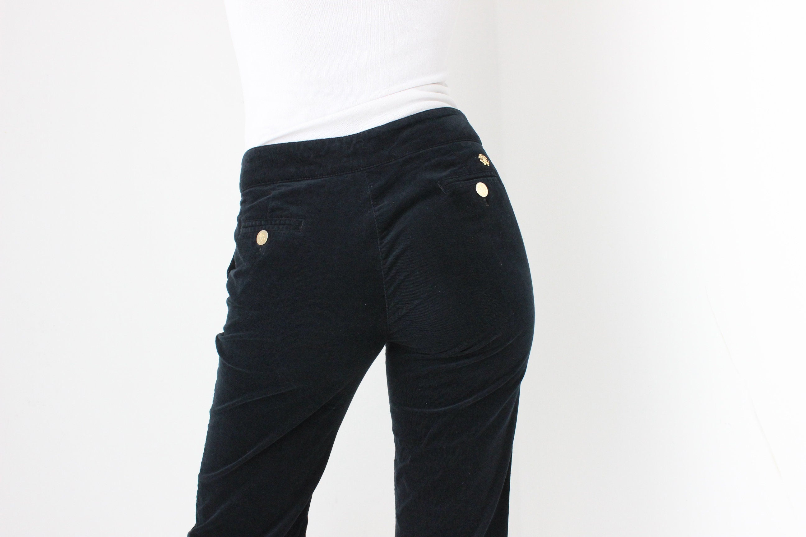 Y2K Roberto Cavalli Navy Corduroy Tall Bell Bottom Jeans