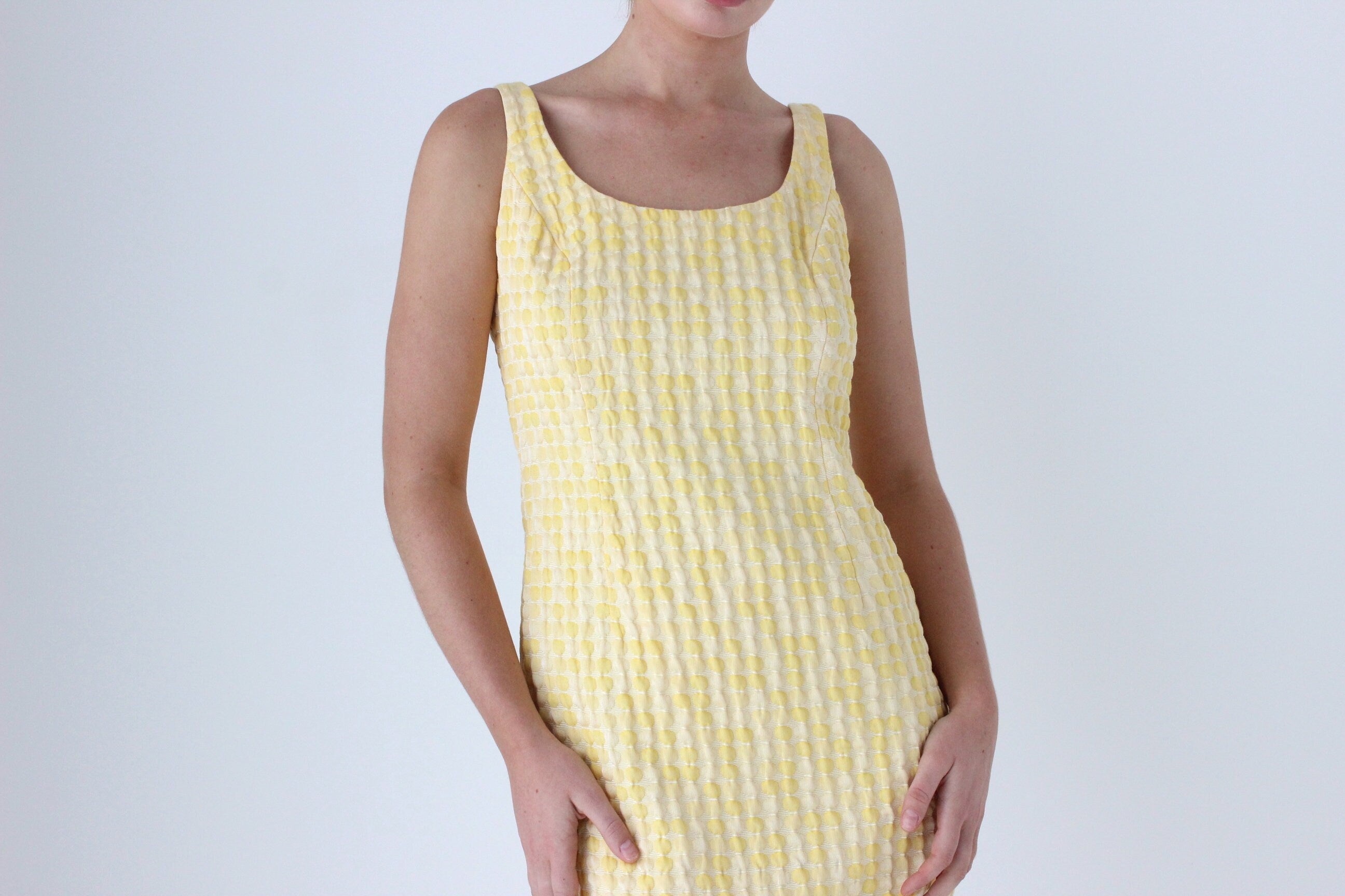 2000s Designer Textured Sunshine Cocktail Dress