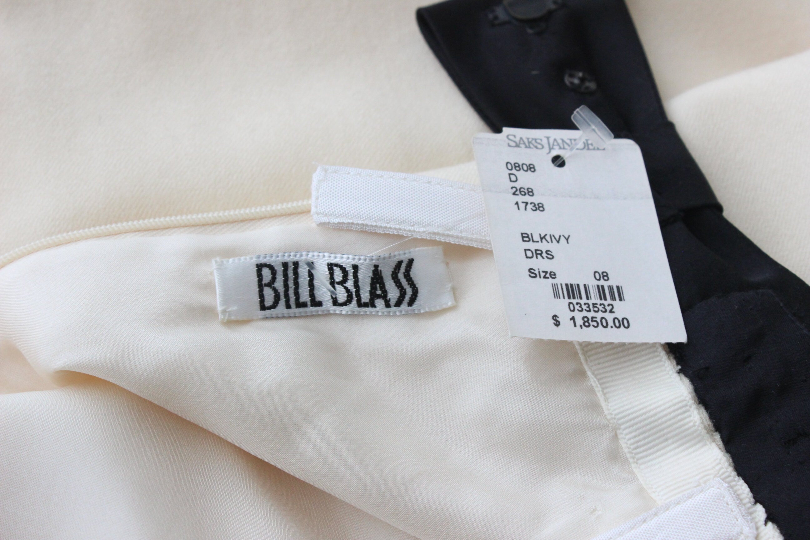 1980s BILL BLASS Silk Taffeta & Cream Wool Backless Tuxedo Cocktail Dress
