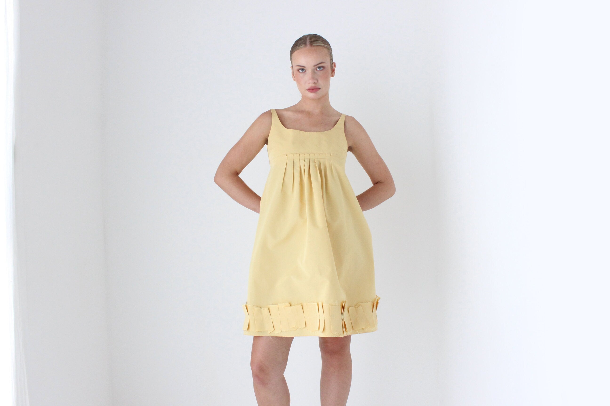 2000s Oscar De La Renta Sunshine Puff Silk Taffeta Dress