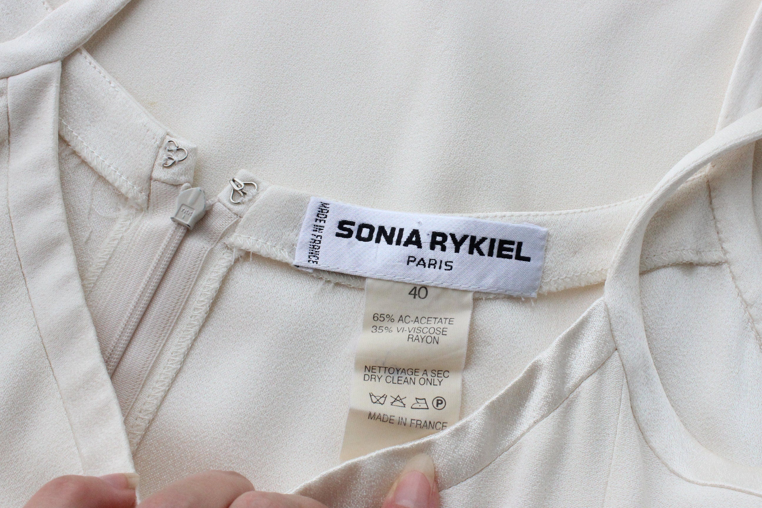 1990s Sonia Rykiel Minimal Ivory Crepe Slip Dress