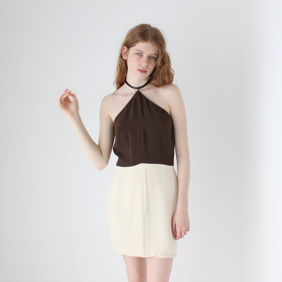 1990s VERA WANG Chocolate & Ivory Mini Dress 1990s VERA WANG Chocolate & Ivory Mini Dress