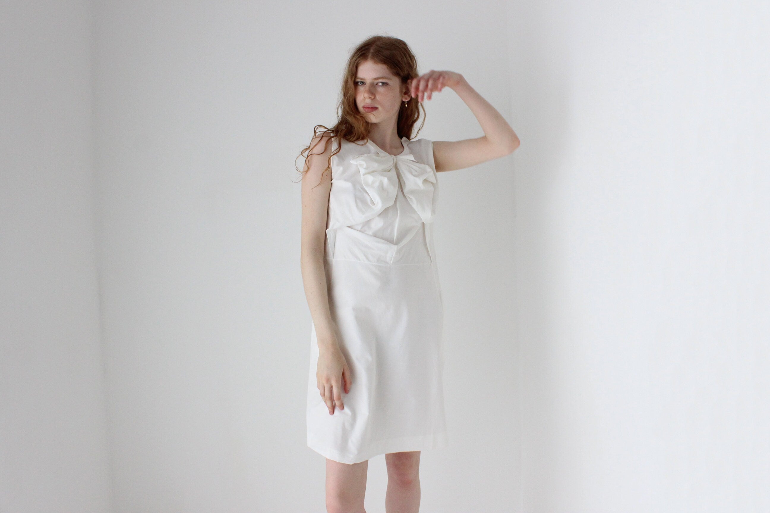 2000s MARNI White Cotton/Silk 3D Origami 'Bow' Dress
