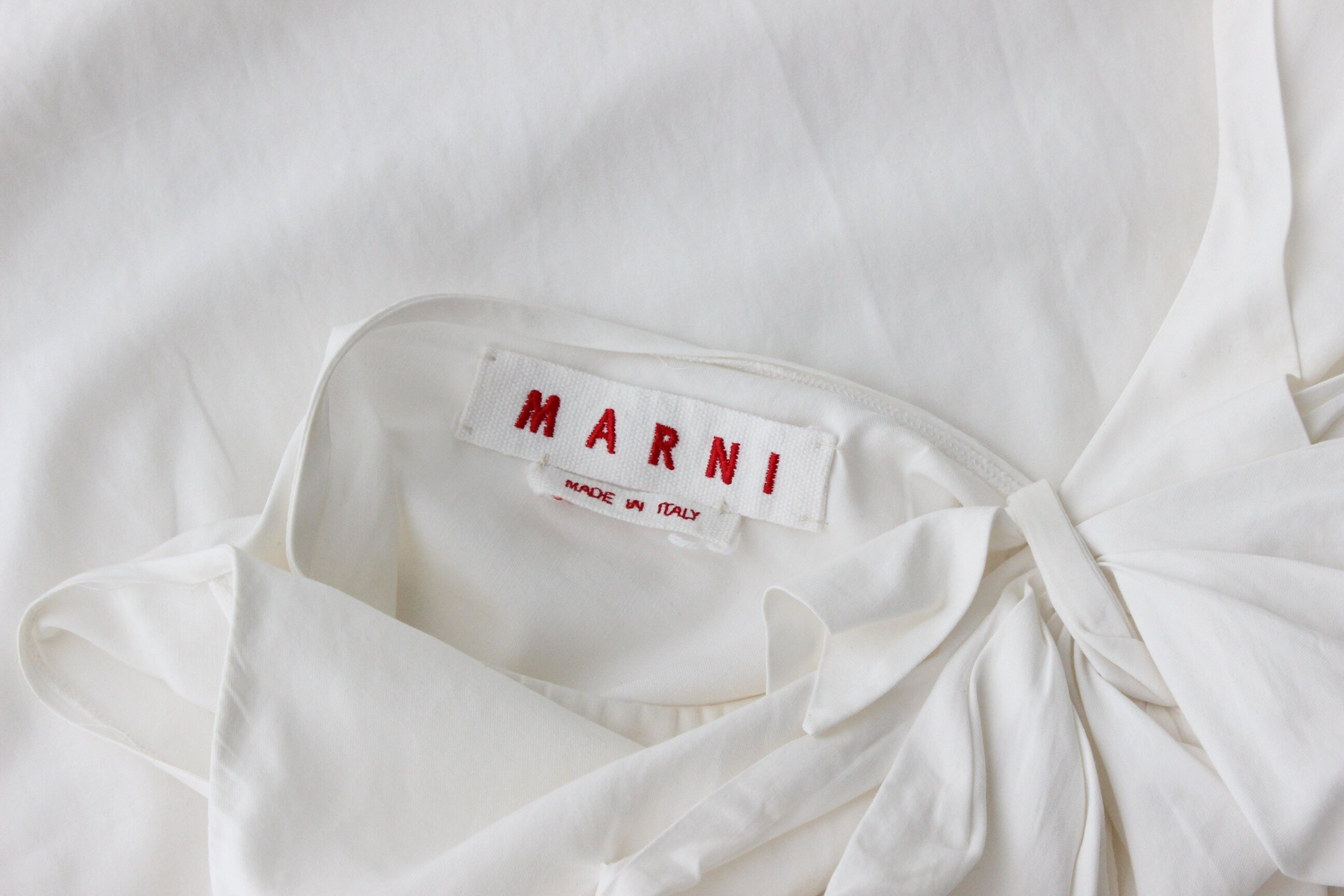 2000s MARNI White Cotton/Silk 3D Origami 'Bow' Dress