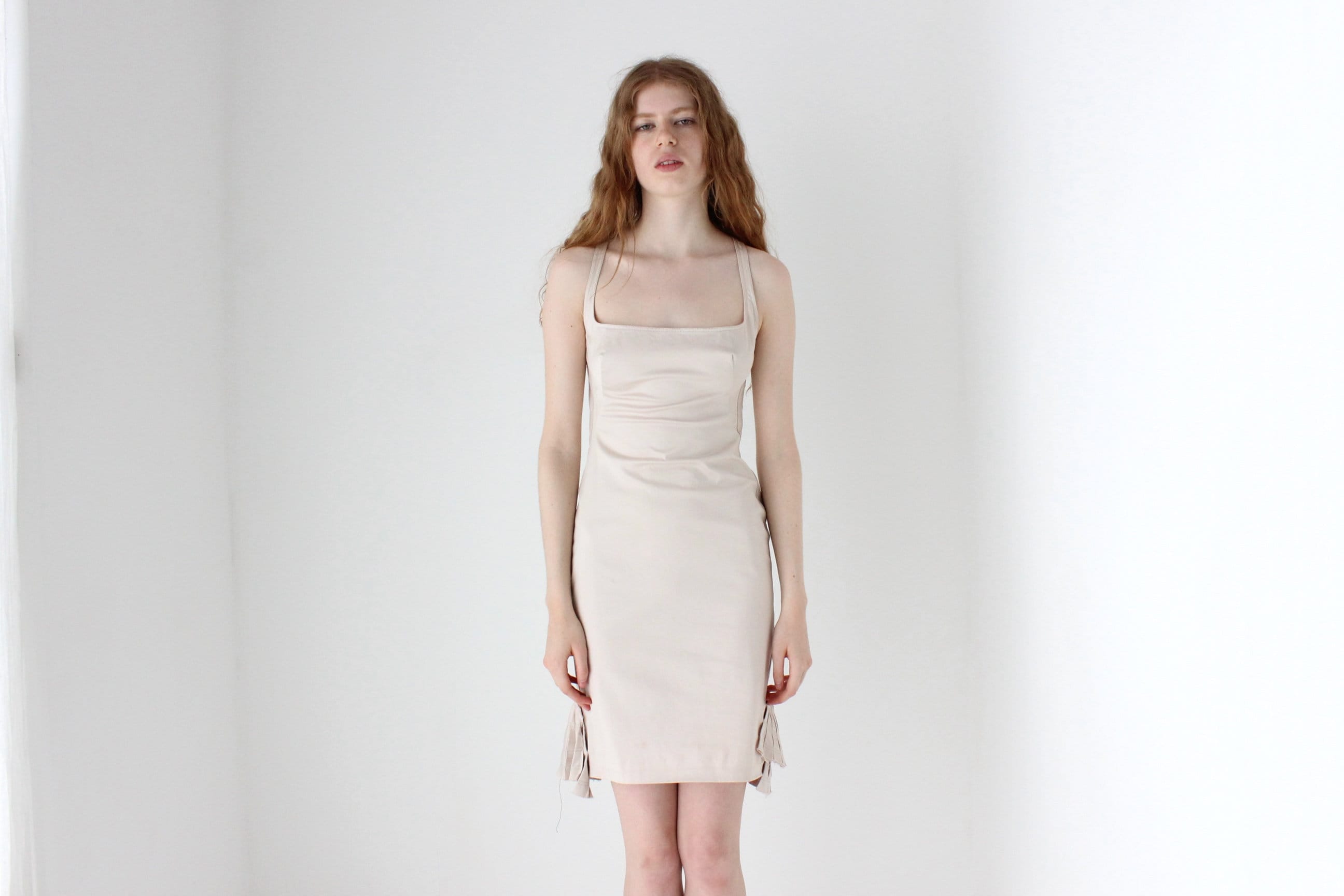 GUCCI By Tom Ford Sexiest Pale Pink Cocktail Dress w/ Fan Bustle