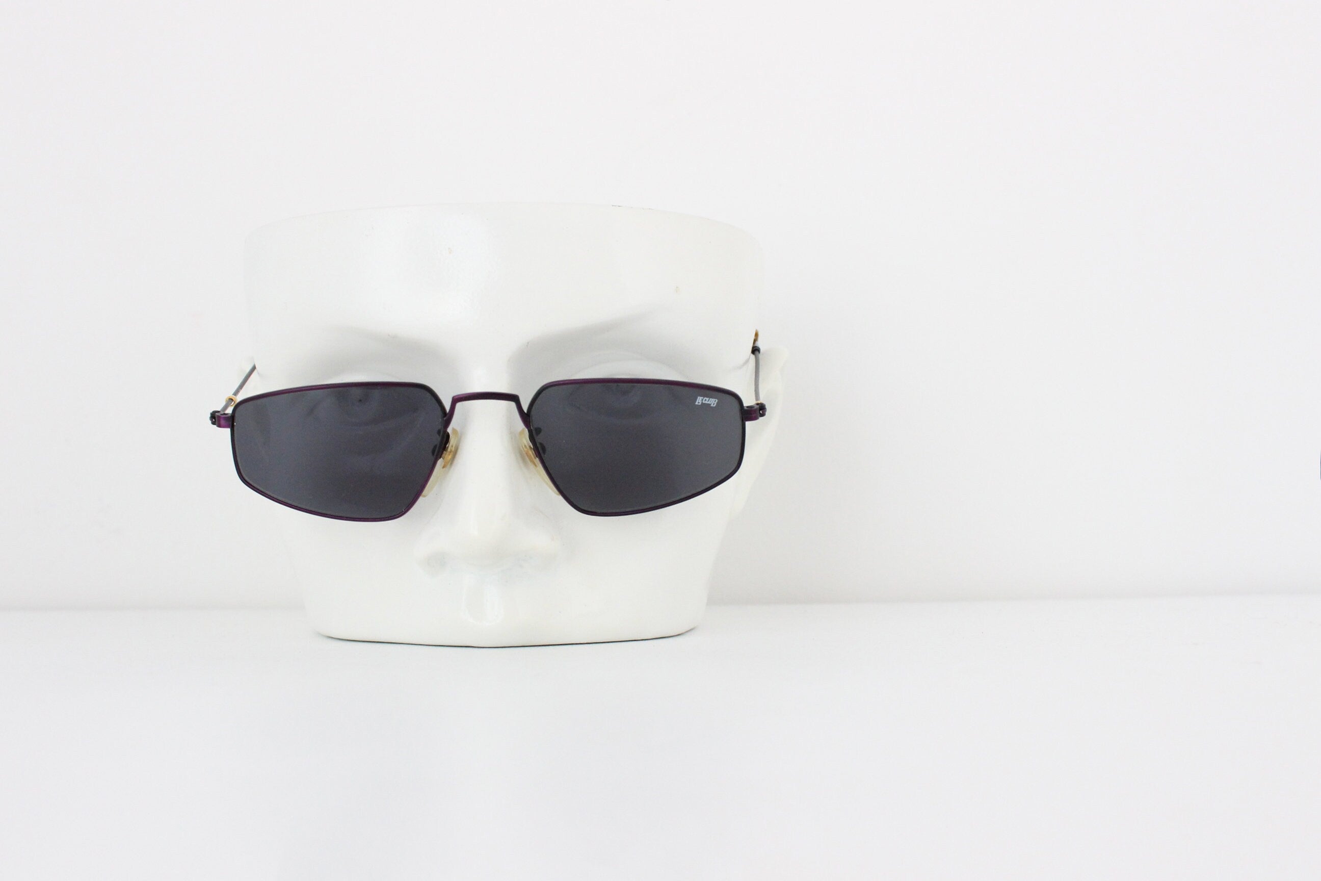 90s Le Club Actif Italy Matte Purple Metal Geometric Sunglasses