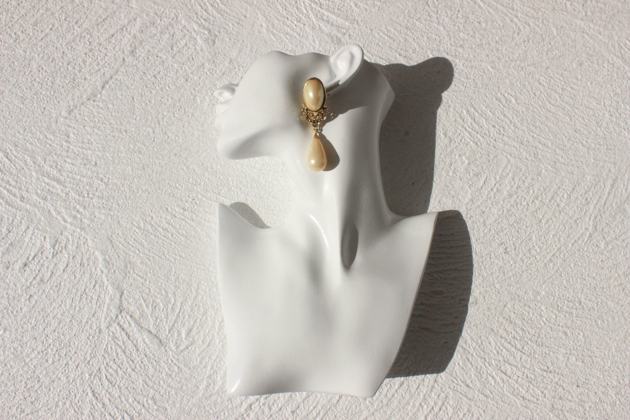 80s Baroque Gold & Pearl Oversized Clip On Earrings