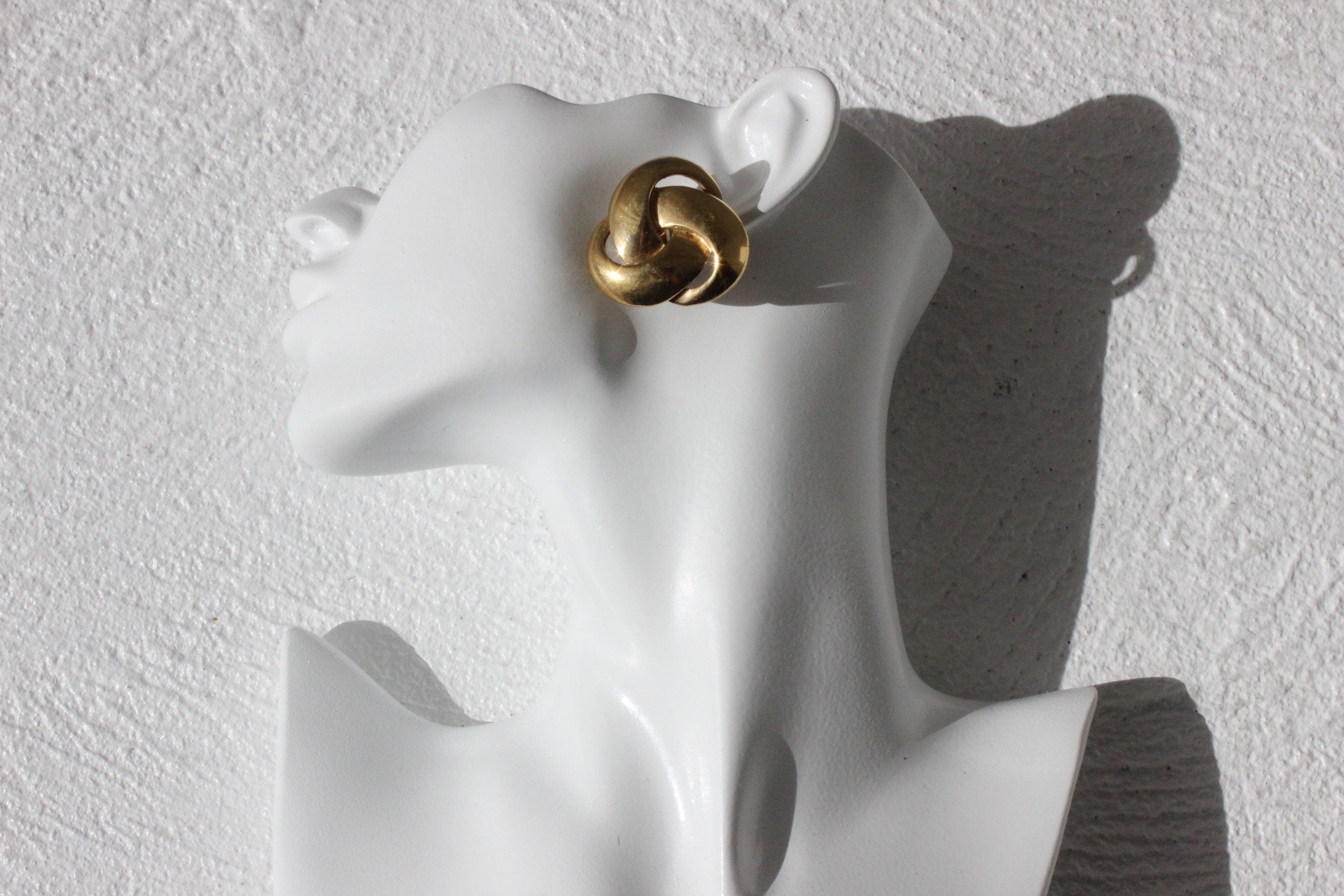 80s Modernist Chunky Gold 'Knots' Oversized Clip On Earrings