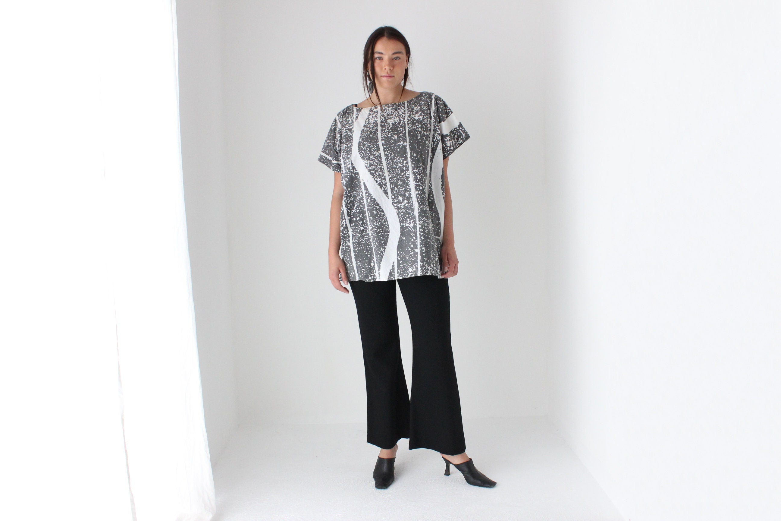 80s "Spatter" Cotton Kaftan Top or Mini