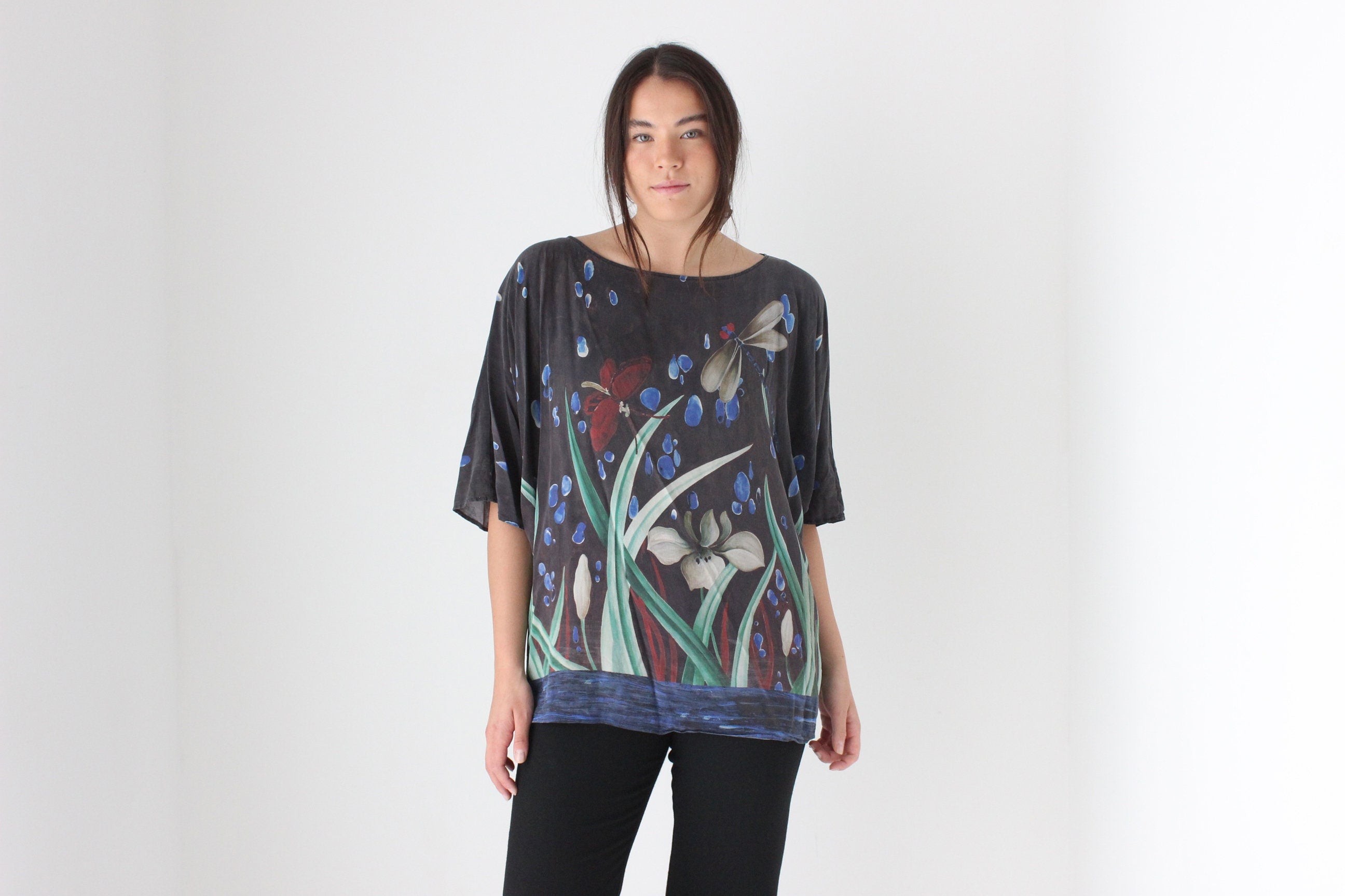 90s Marina Rinaldi Italian Art Silk Top