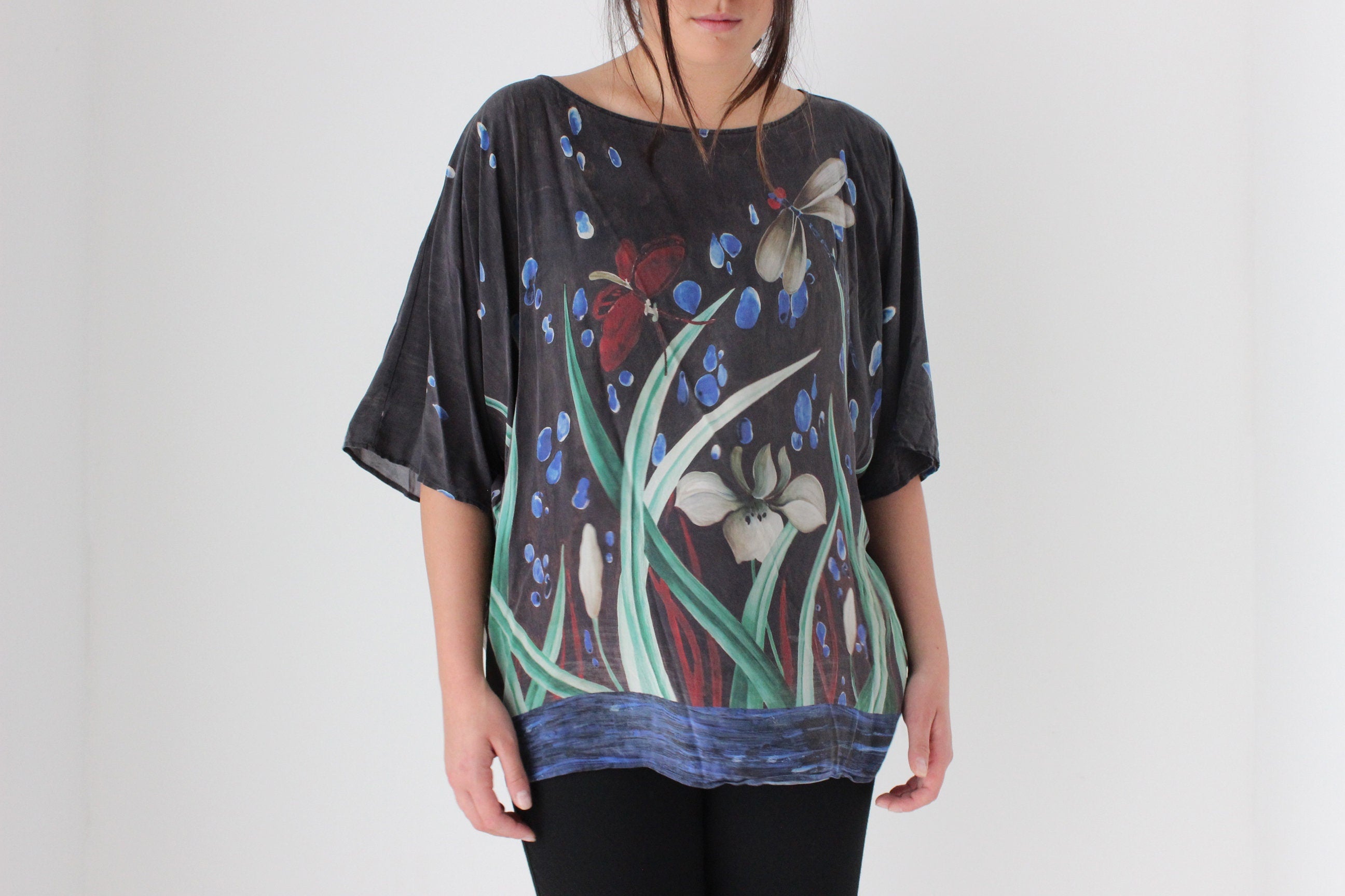 90s Marina Rinaldi Italian Art Silk Top