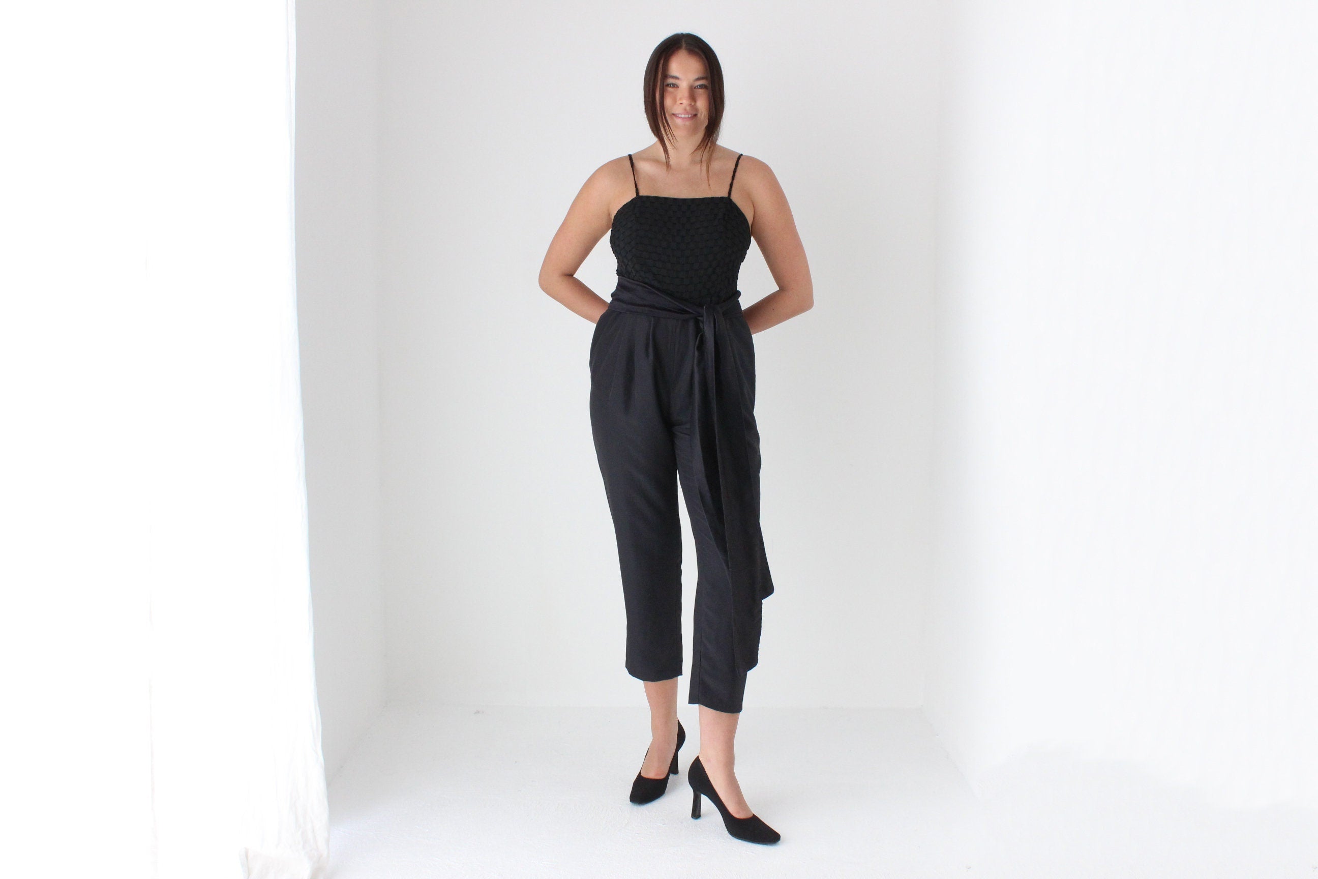 Cutest 80s Black Cocktail Party Jumpsuit