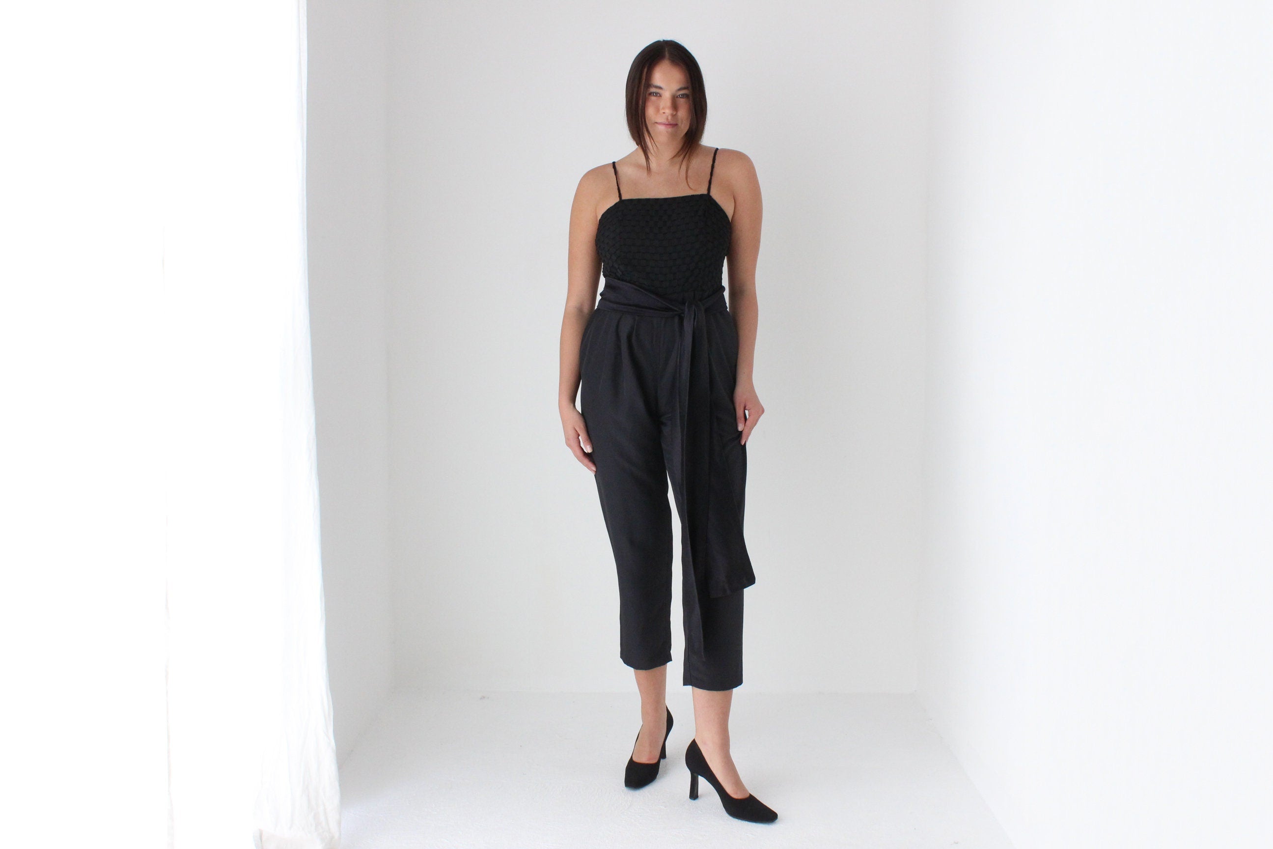 Cutest 80s Black Cocktail Party Jumpsuit