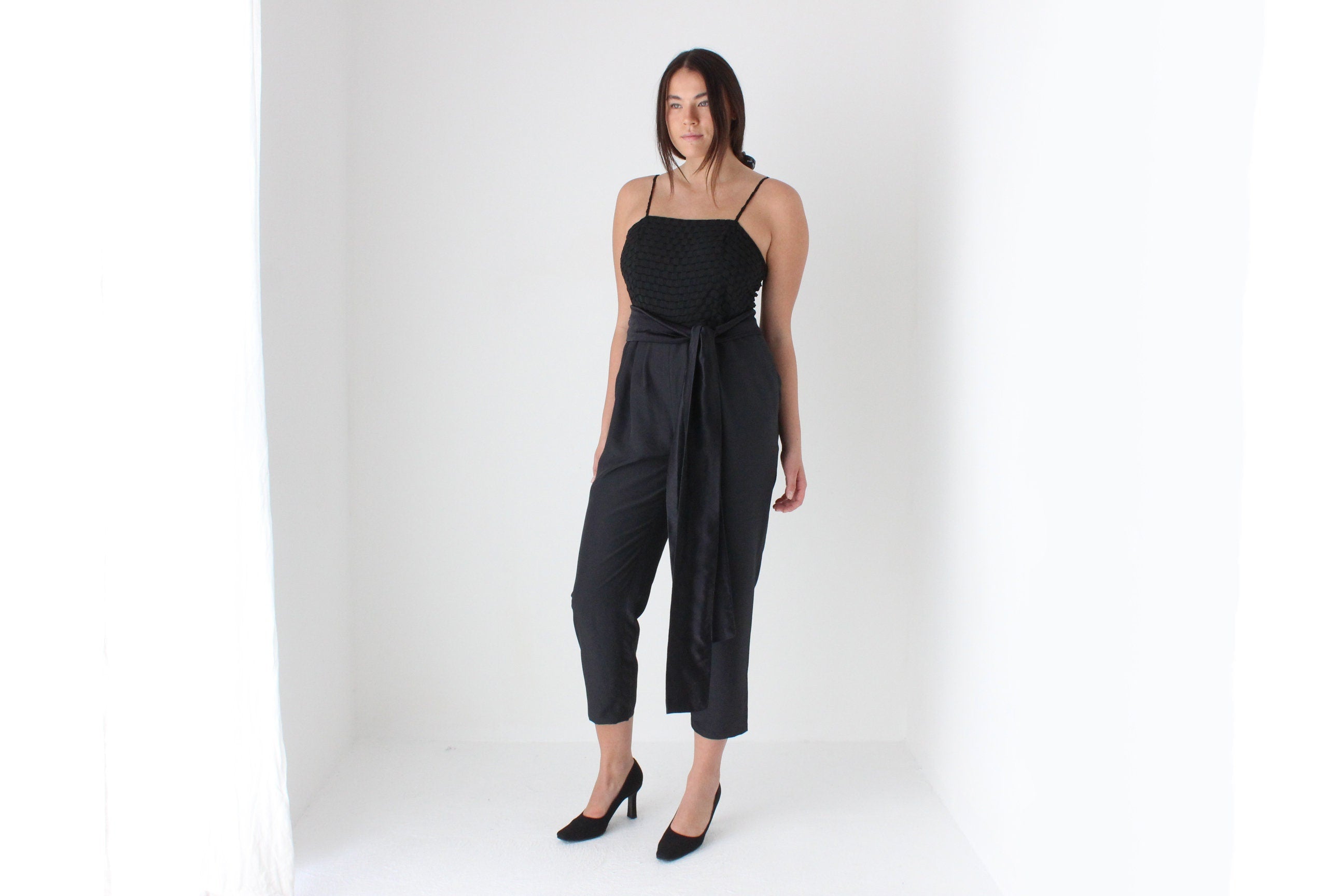 Cutest 80s Black Cocktail Party Jumpsuit