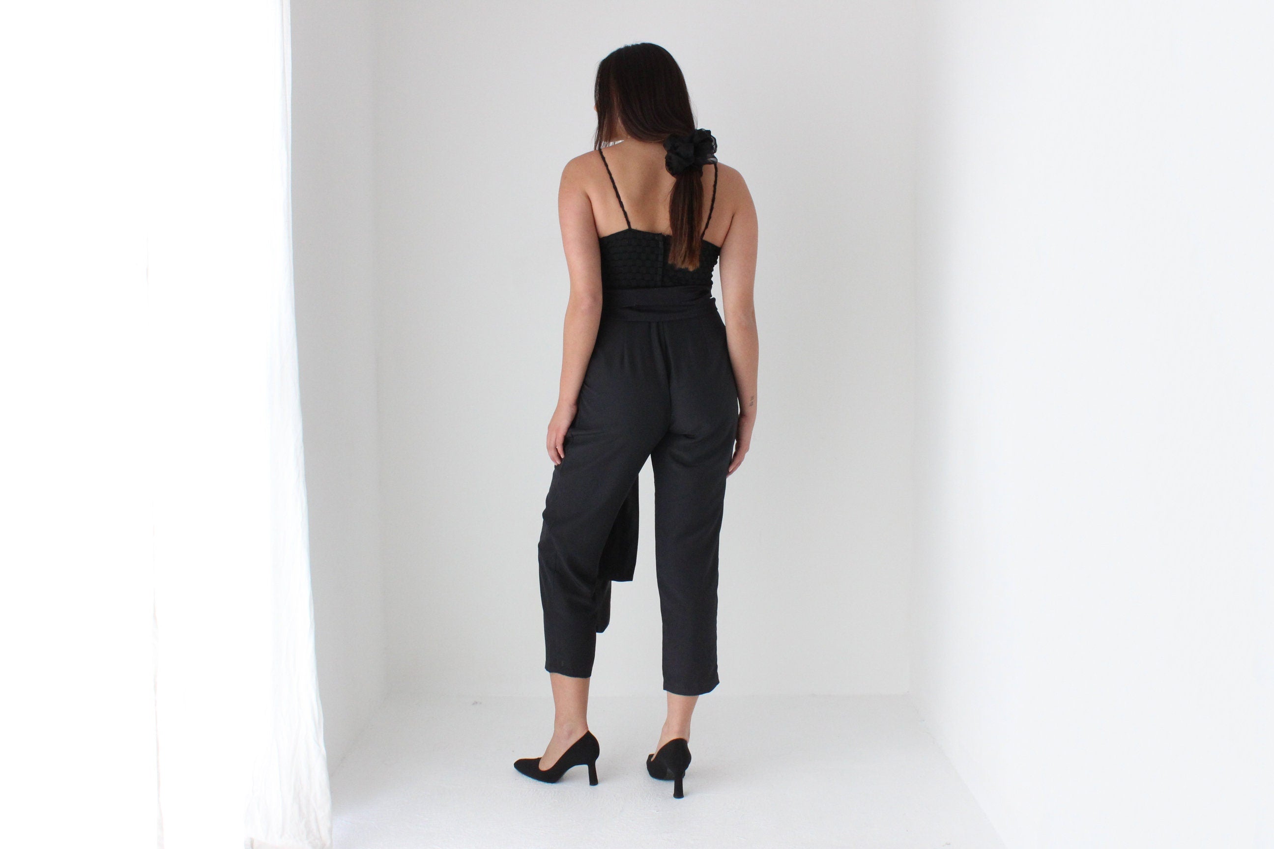 Cutest 80s Black Cocktail Party Jumpsuit