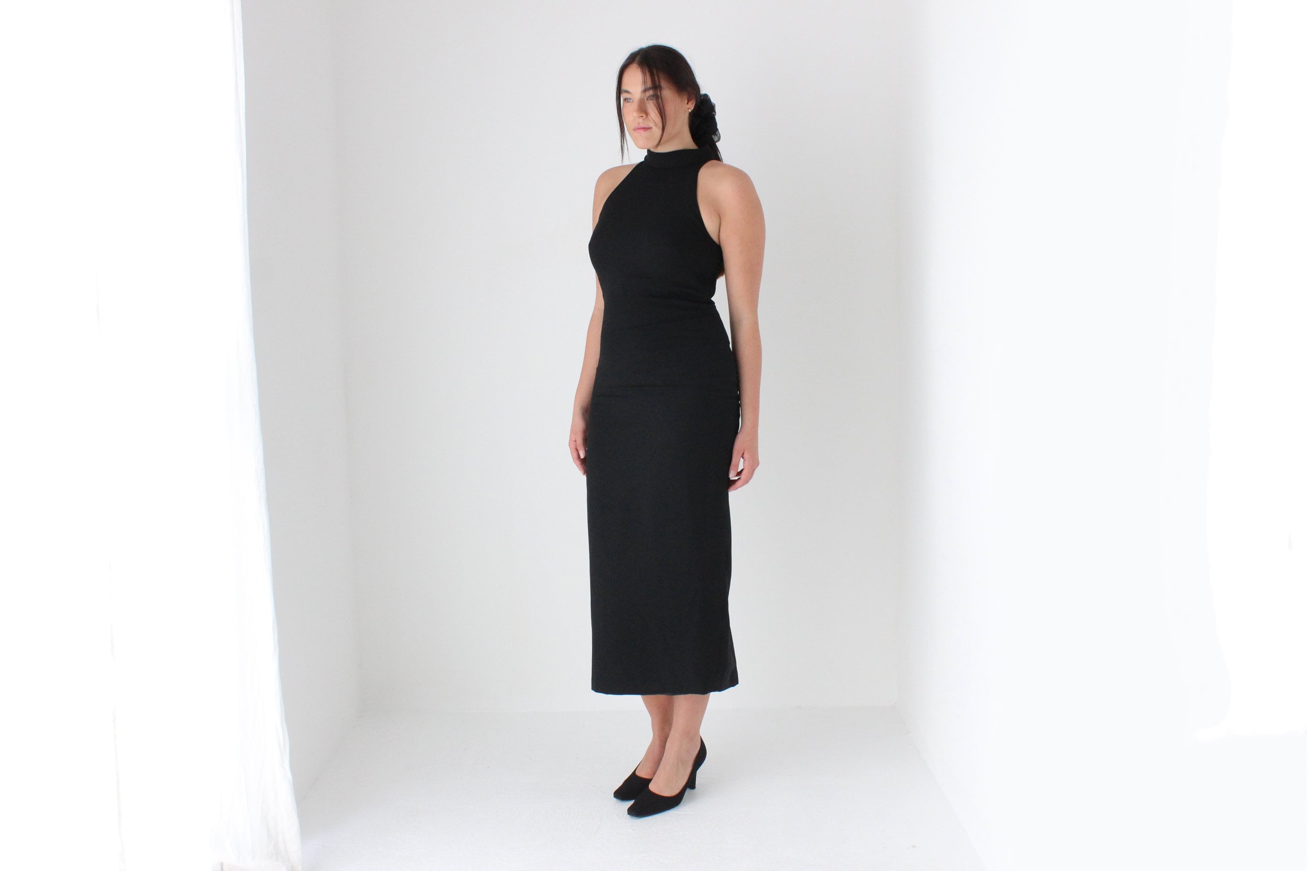 90s Vintage Cue Elegant Crepe Cocktail Dress