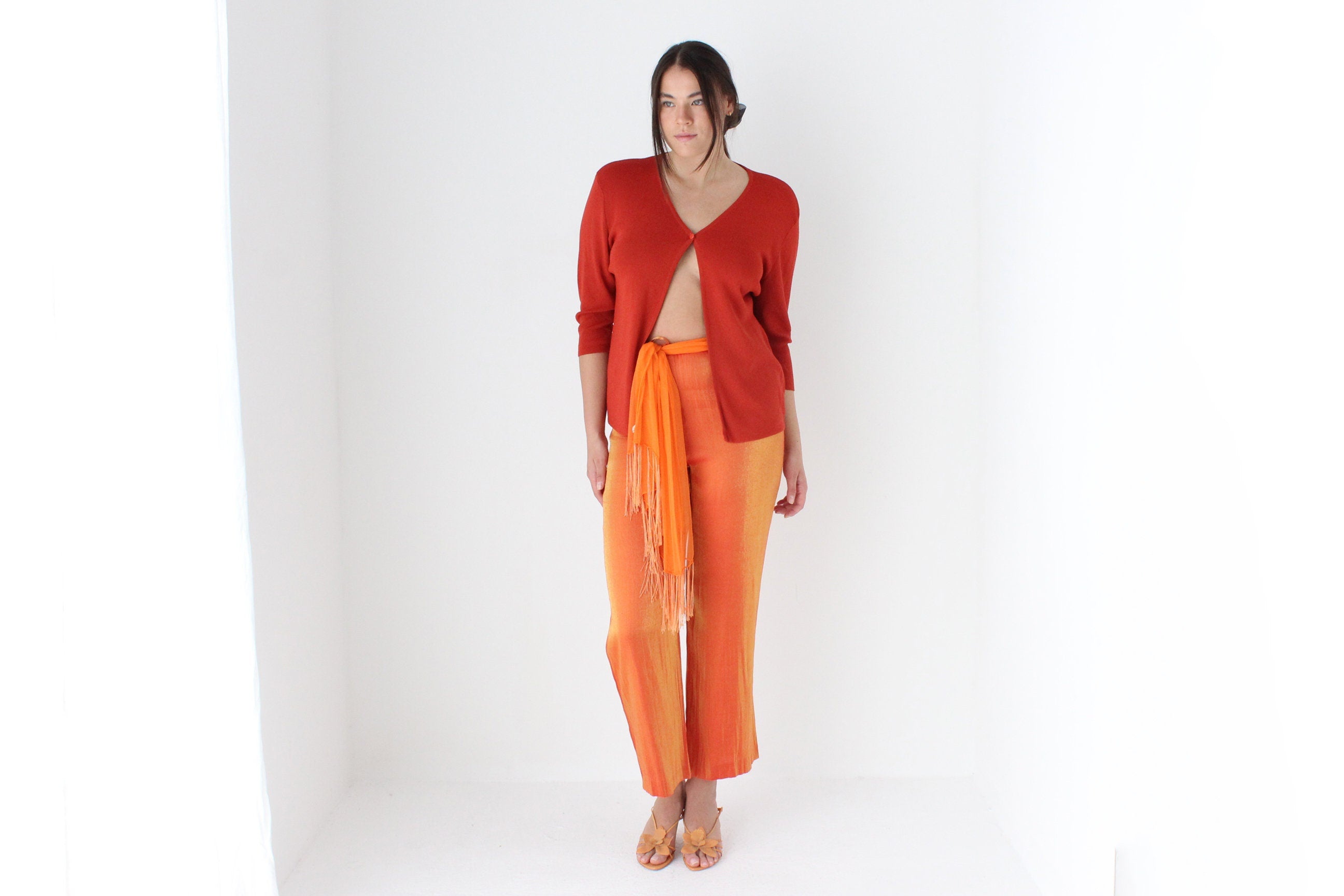 80s Metallic Orange Relaxed Pants