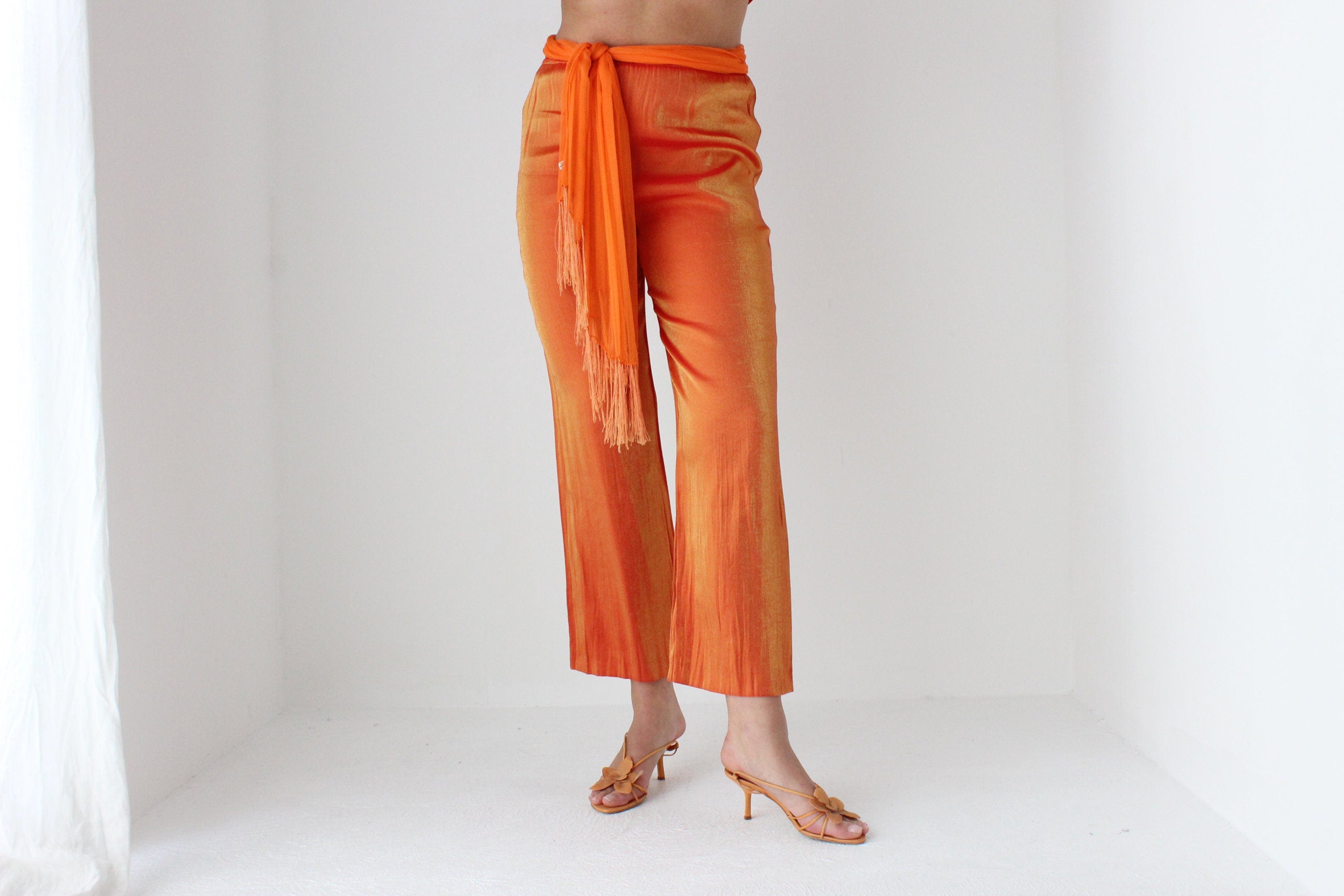 80s Metallic Orange Relaxed Pants