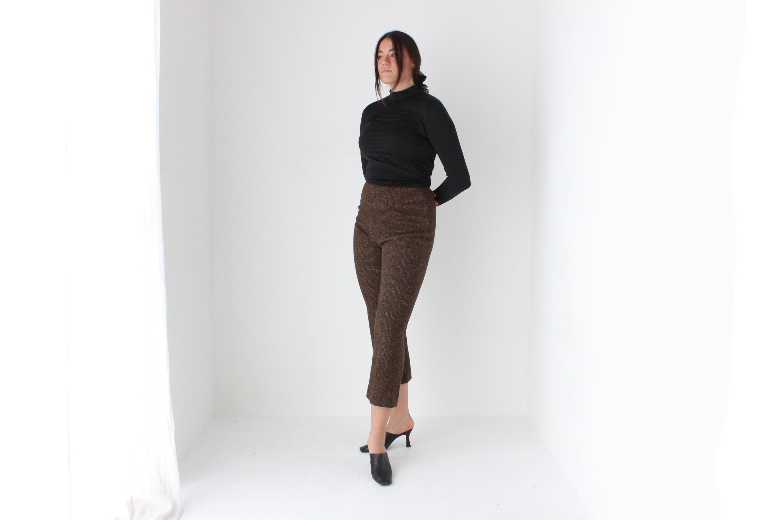 80s VALENTINO Wool Tweed Trousers